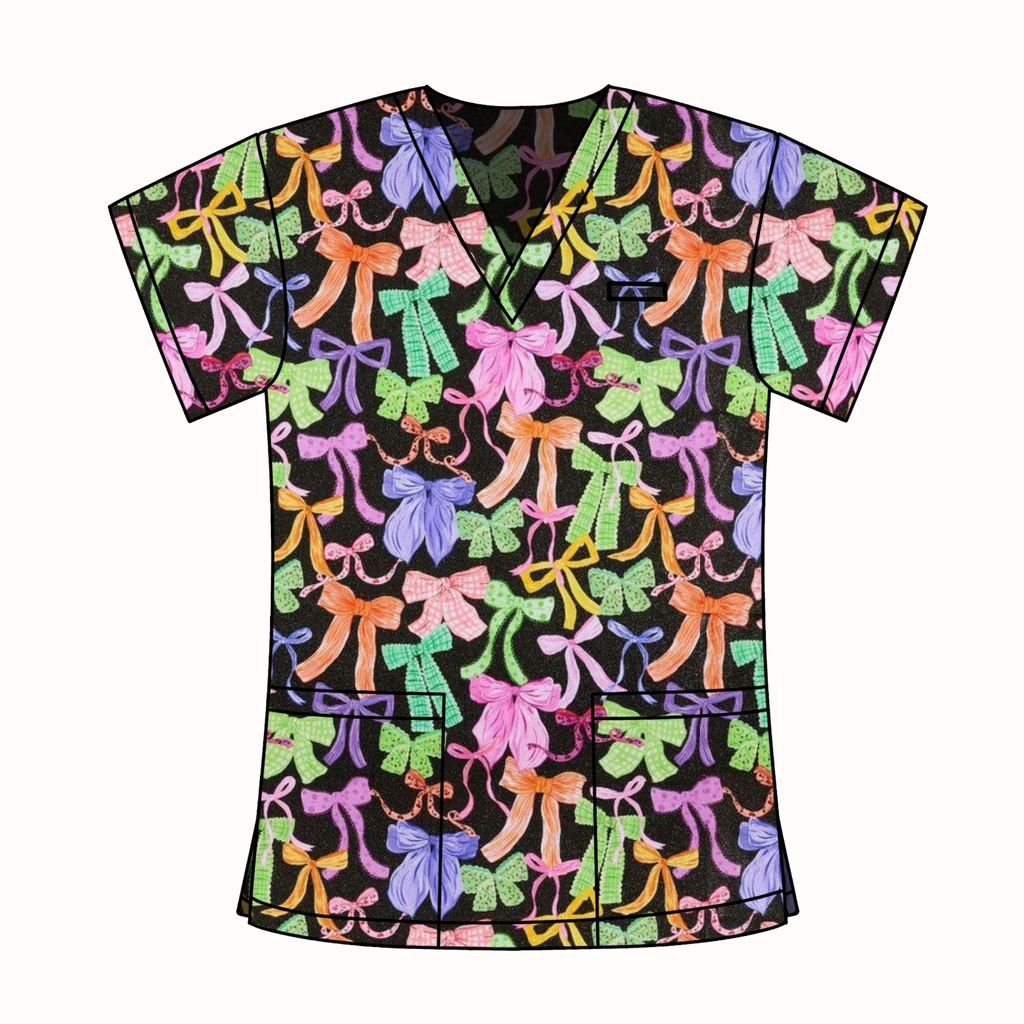 SPOOKY BOWS SCRUB TOP
