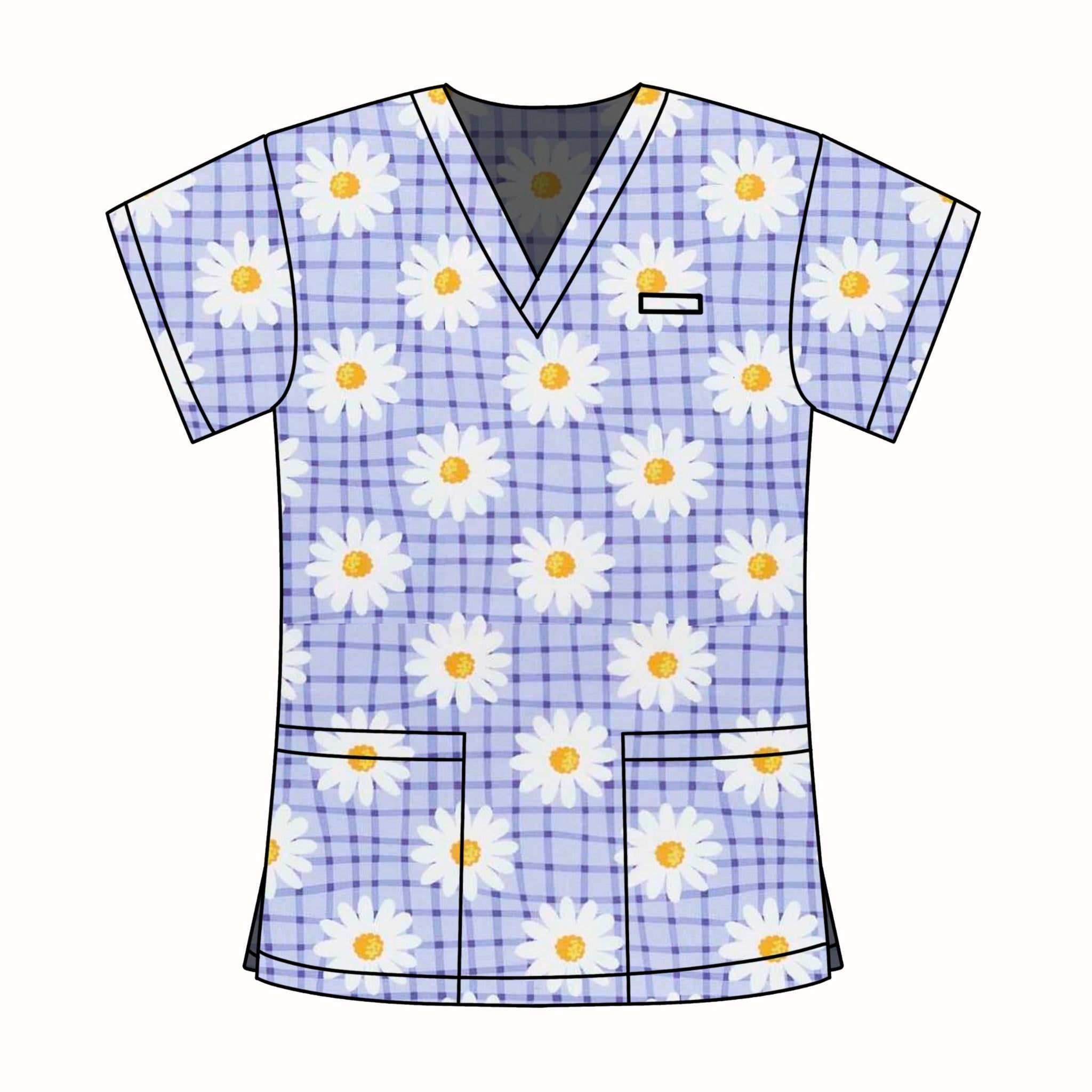 PURPLE DAISY SCRUB TOP