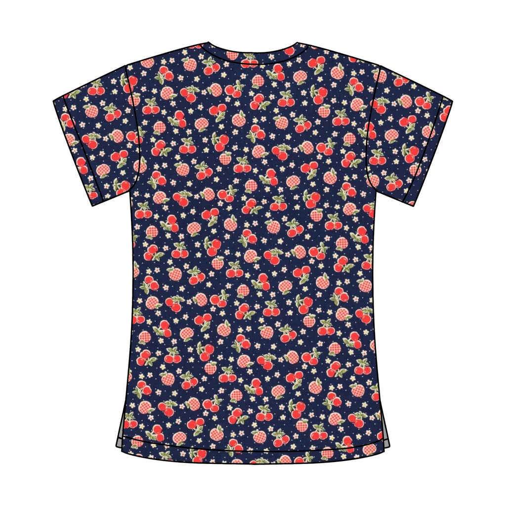 GINGHAM APPLES SCRUB TOP