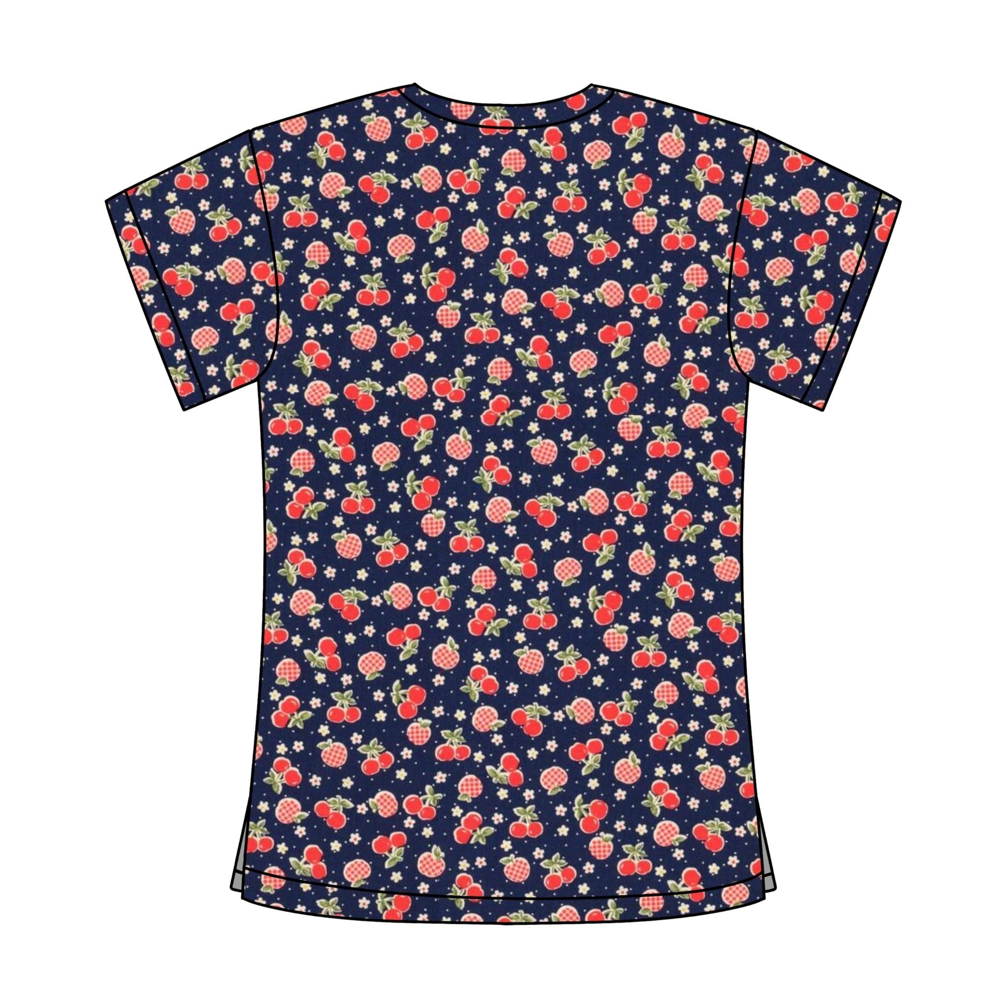 GINGHAM APPLES SCRUB TOP