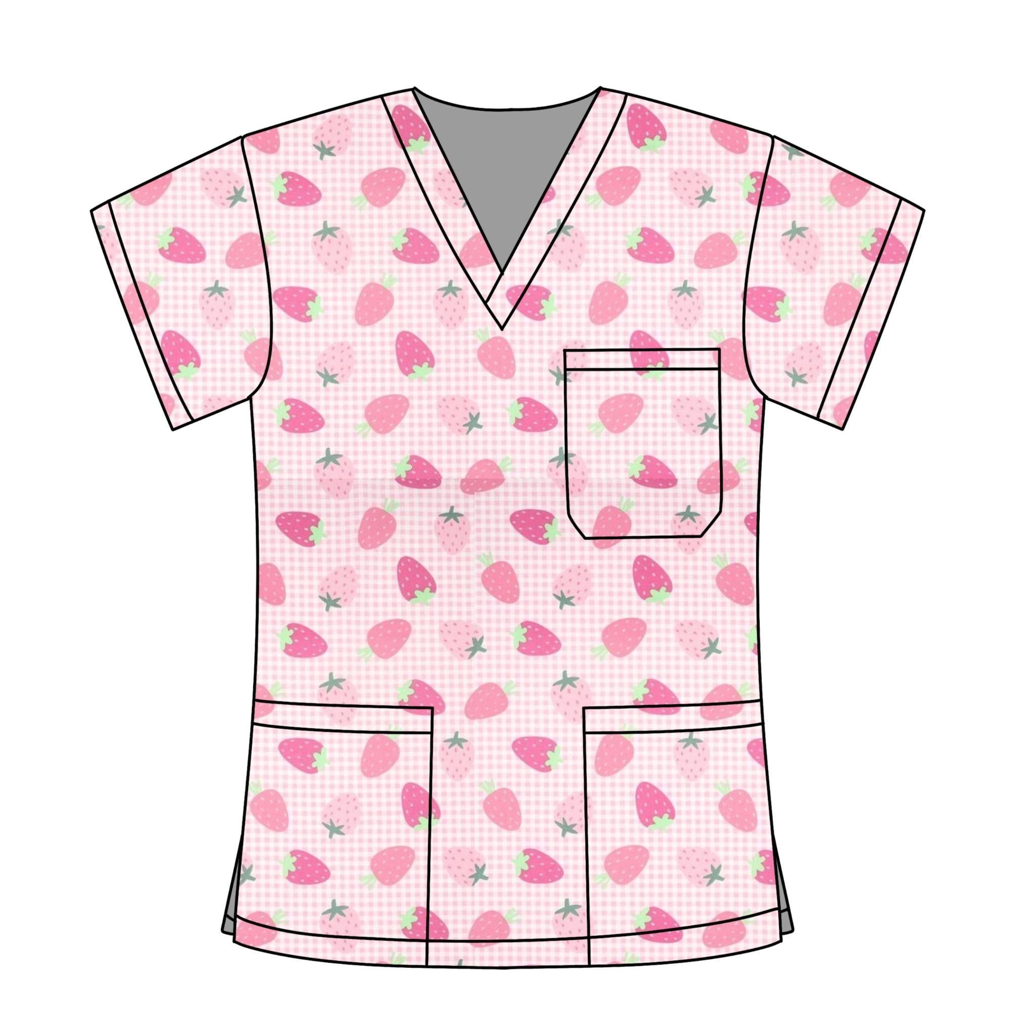 STRAWBERRY DELIGHT SCRUB TOP