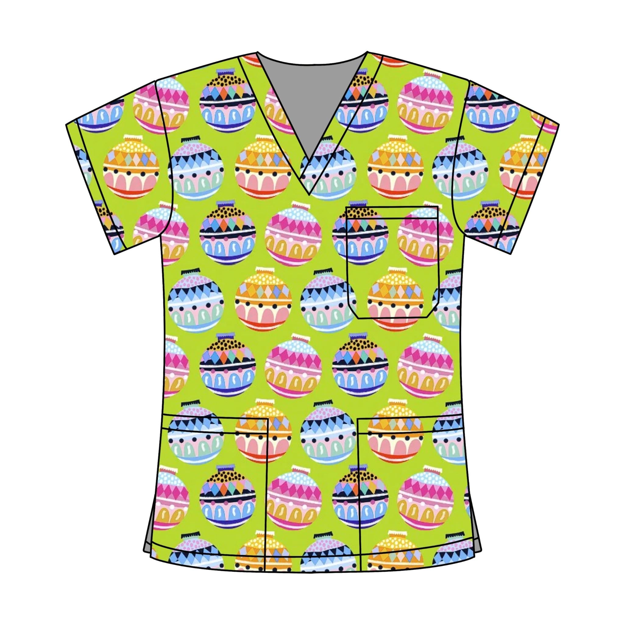 LIME BAUBLE SCRUB TOP