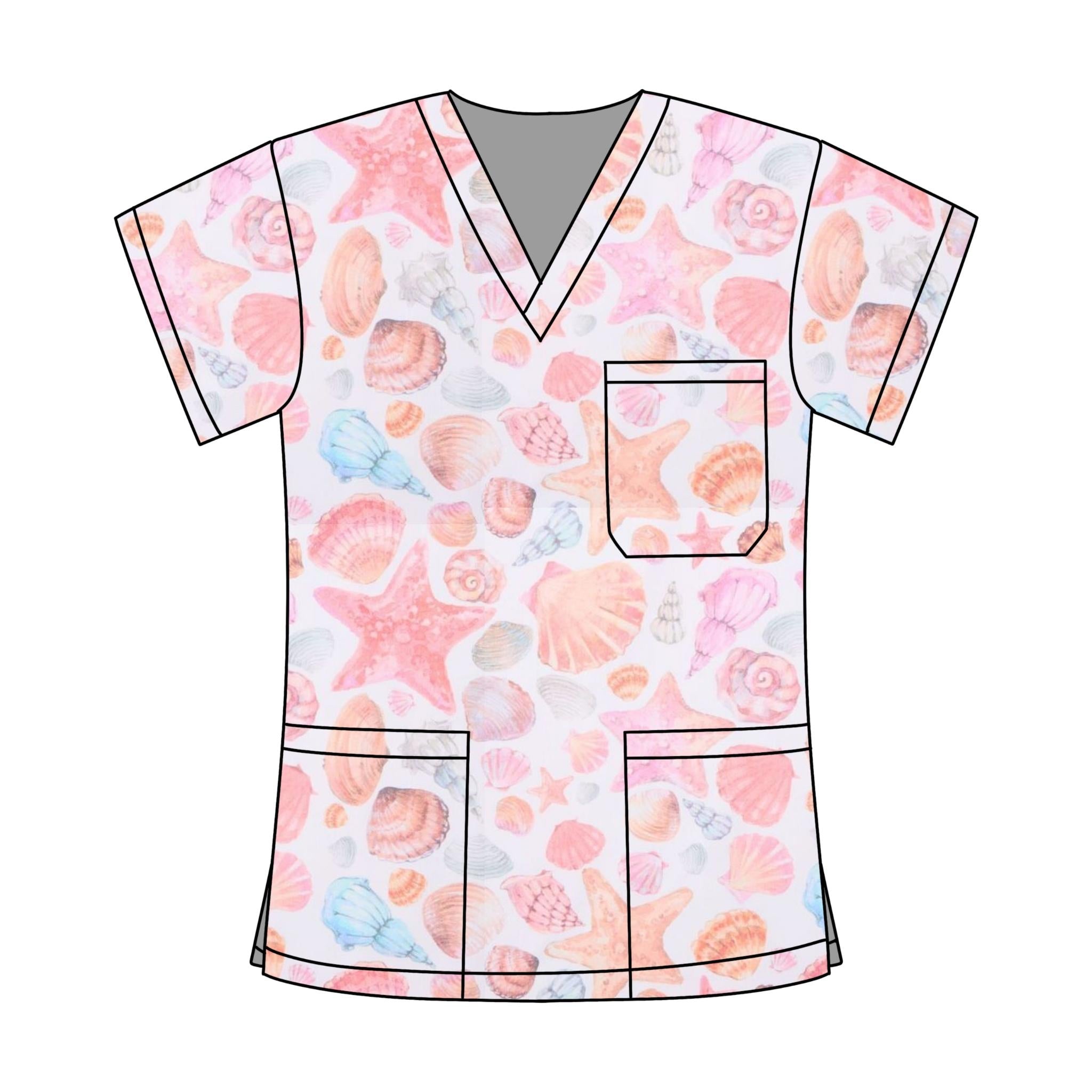 SEA SHELLS SCRUB TOP