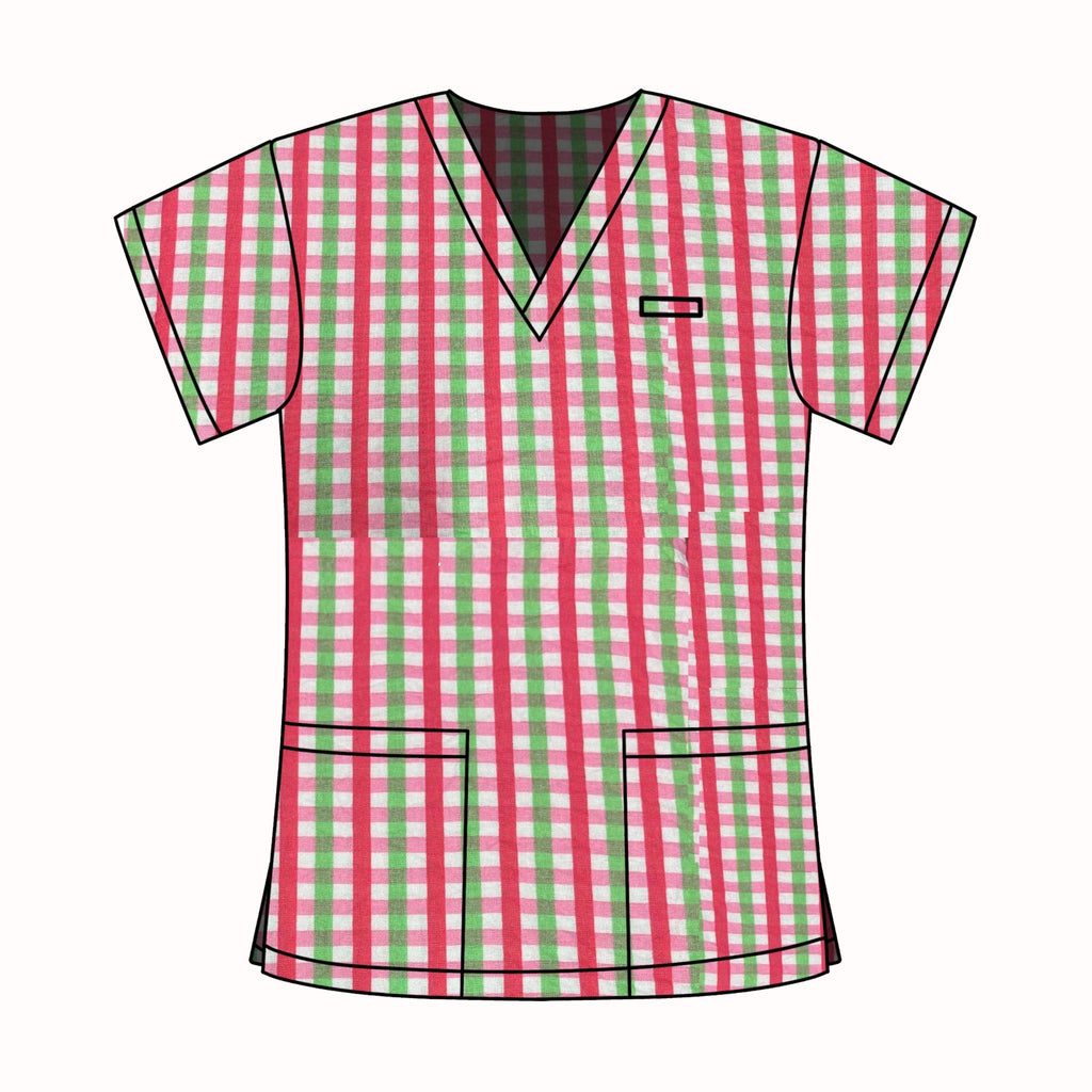 FAIRLY ODD PARENTS GINGHAM SCRUB TOP