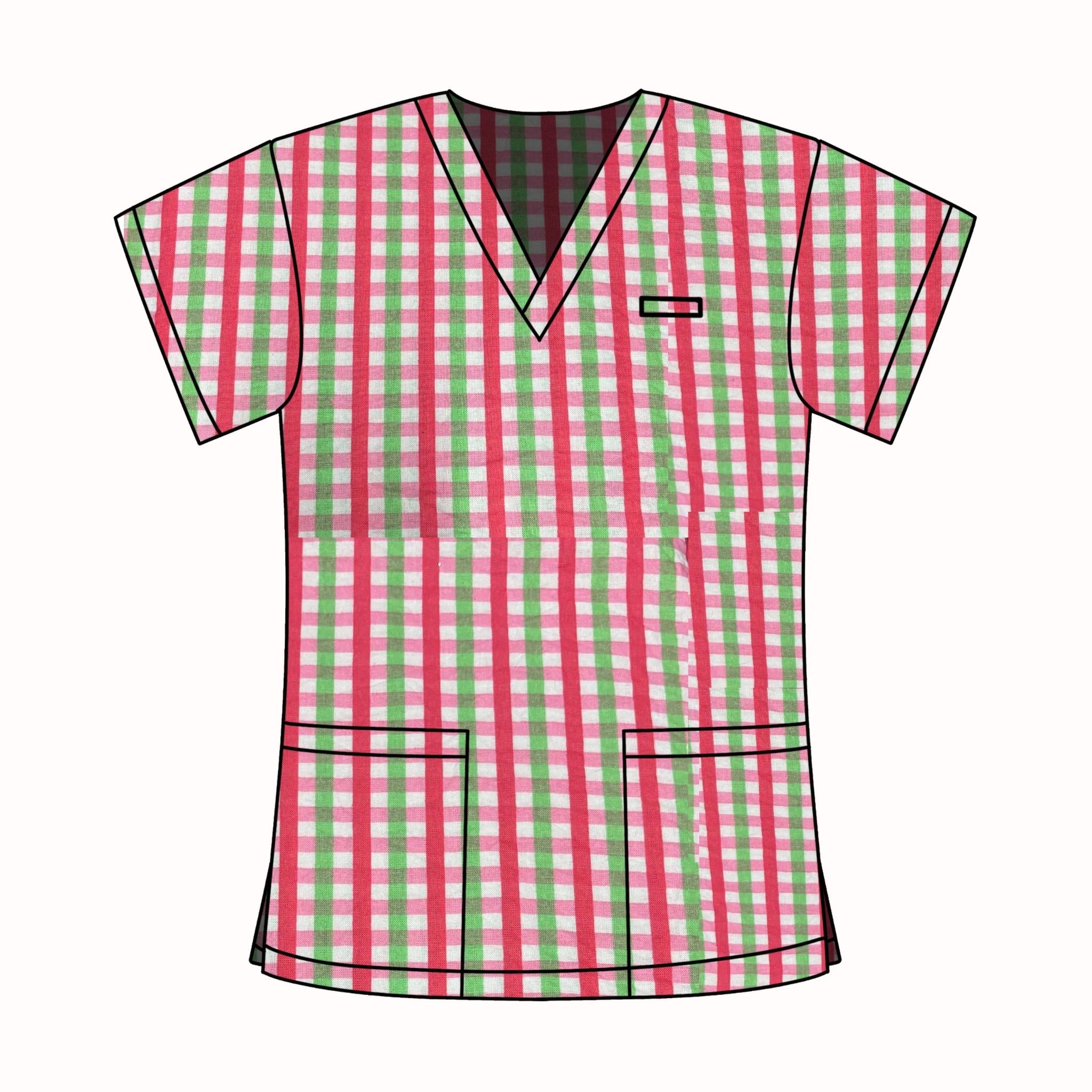 FAIRLY ODD PARENTS GINGHAM SCRUB TOP