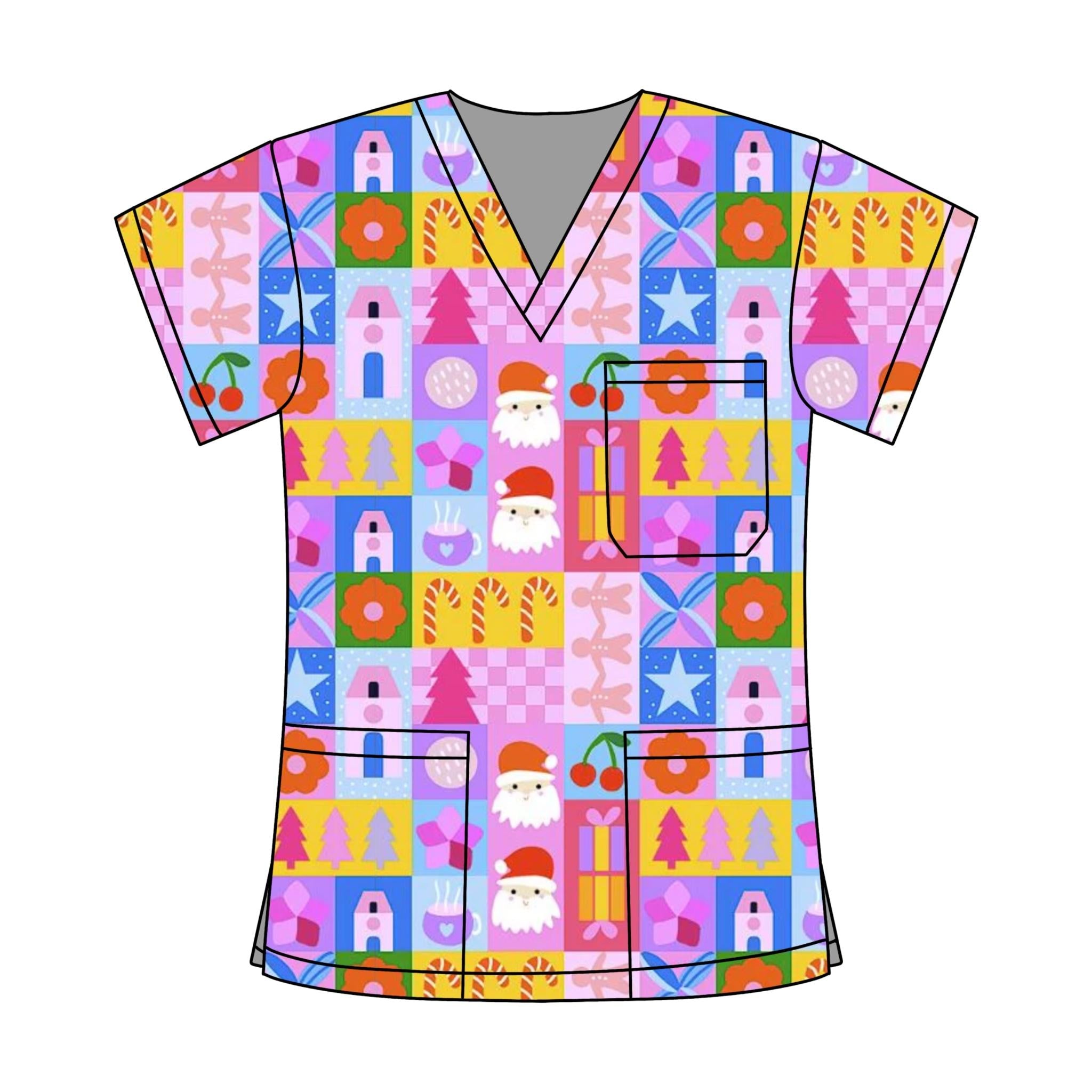 JOLLY SANTA SCRUB TOP
