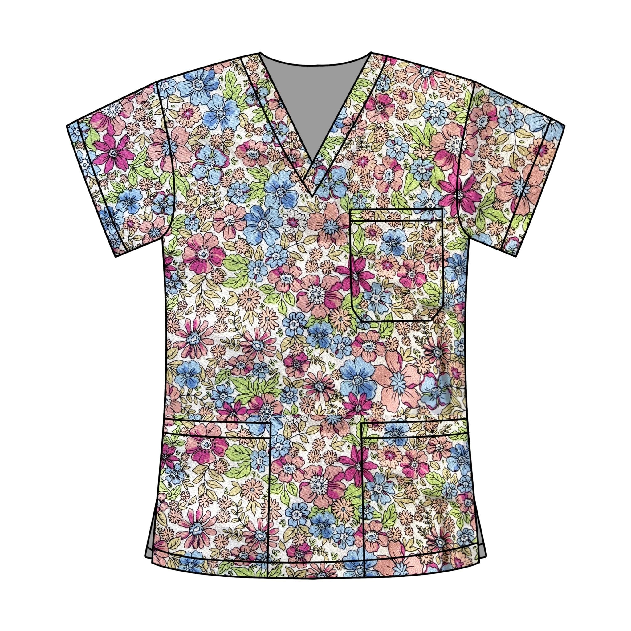 LIBERTY FLORALS SCRUB TOP