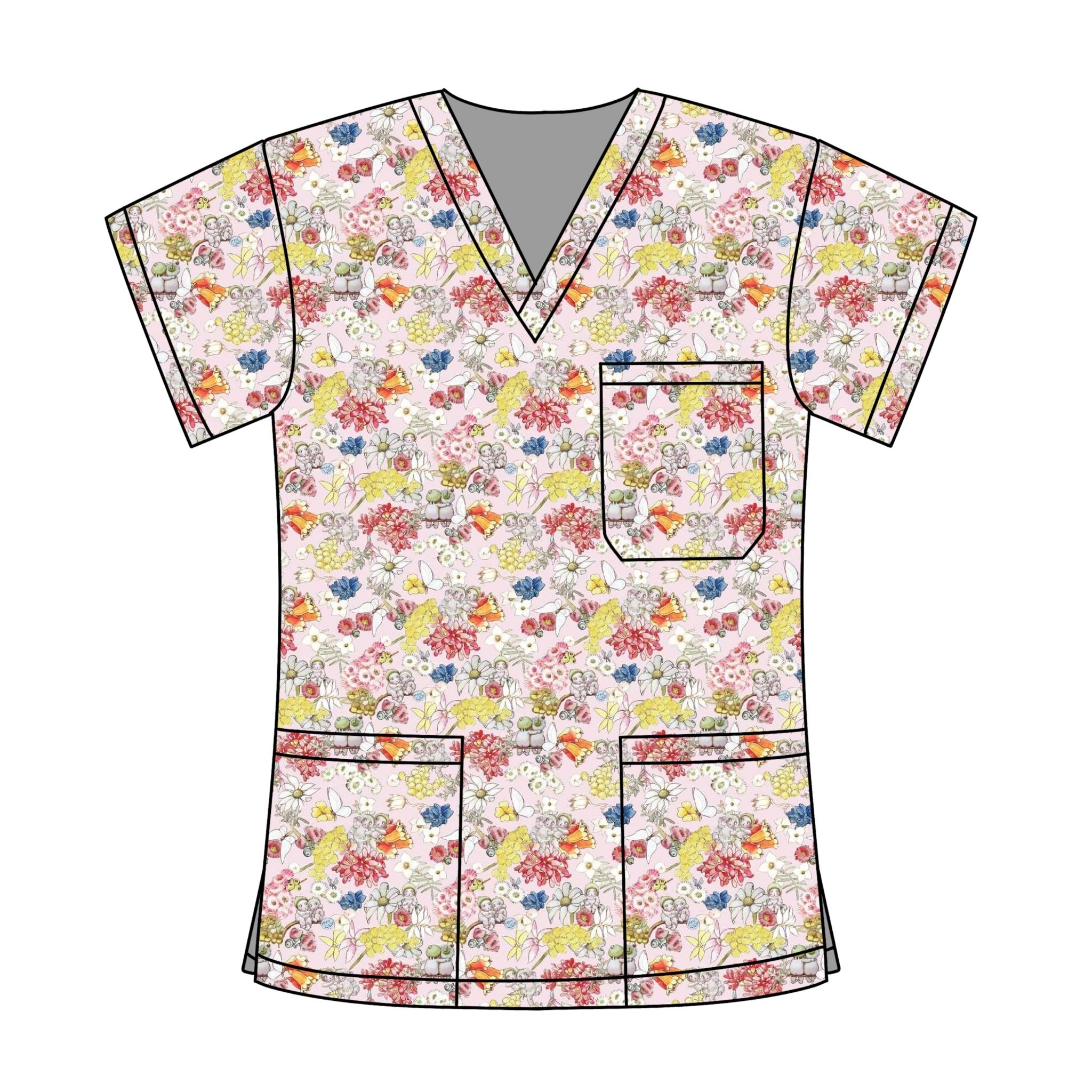 PINK SNUGGLEPOT SCRUB TOP