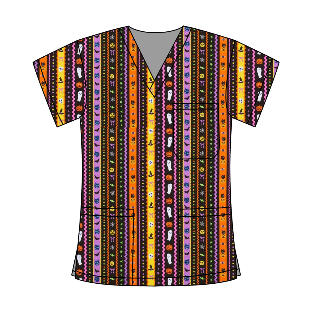 HALLOWEEN VIBES SCRUB TOP