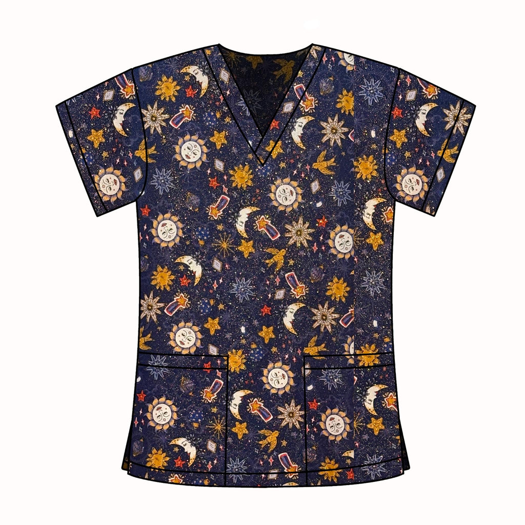SPARKLY SUNS SCRUB TOP