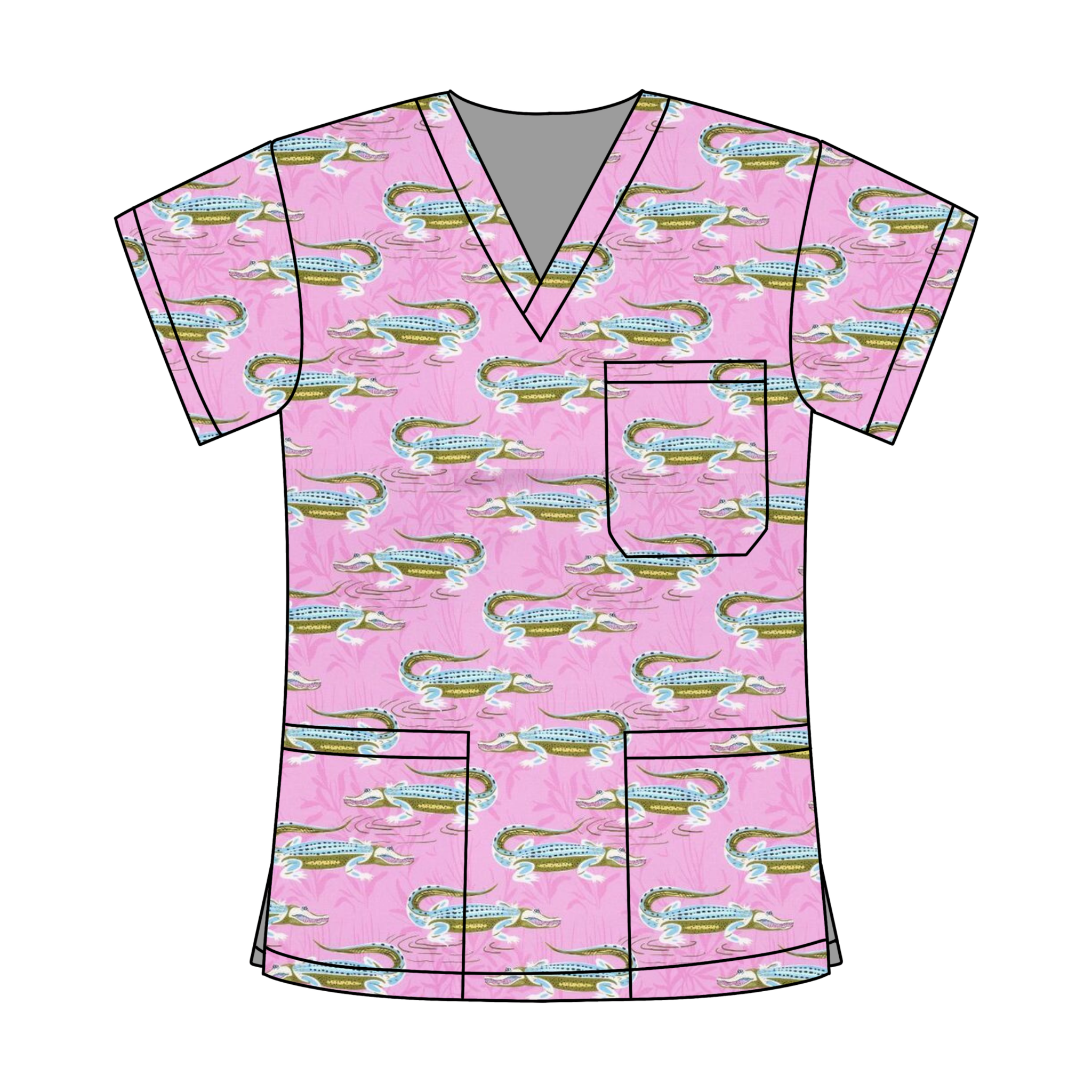 PINK CROC SCRUB TOP