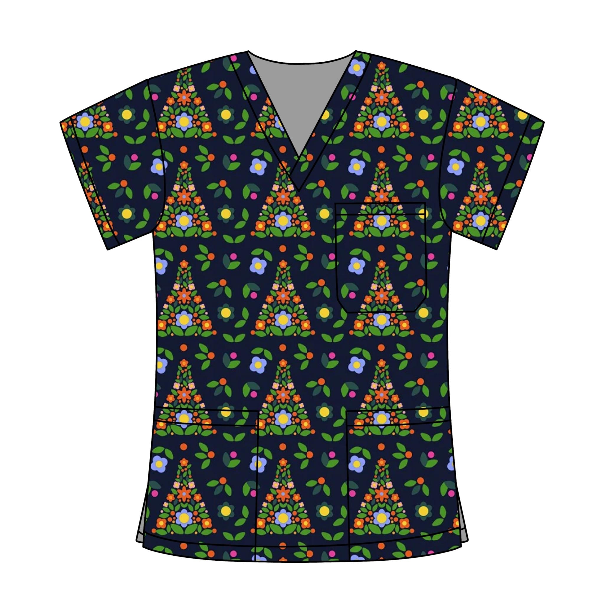 XMAS TREE SCRUB TOP