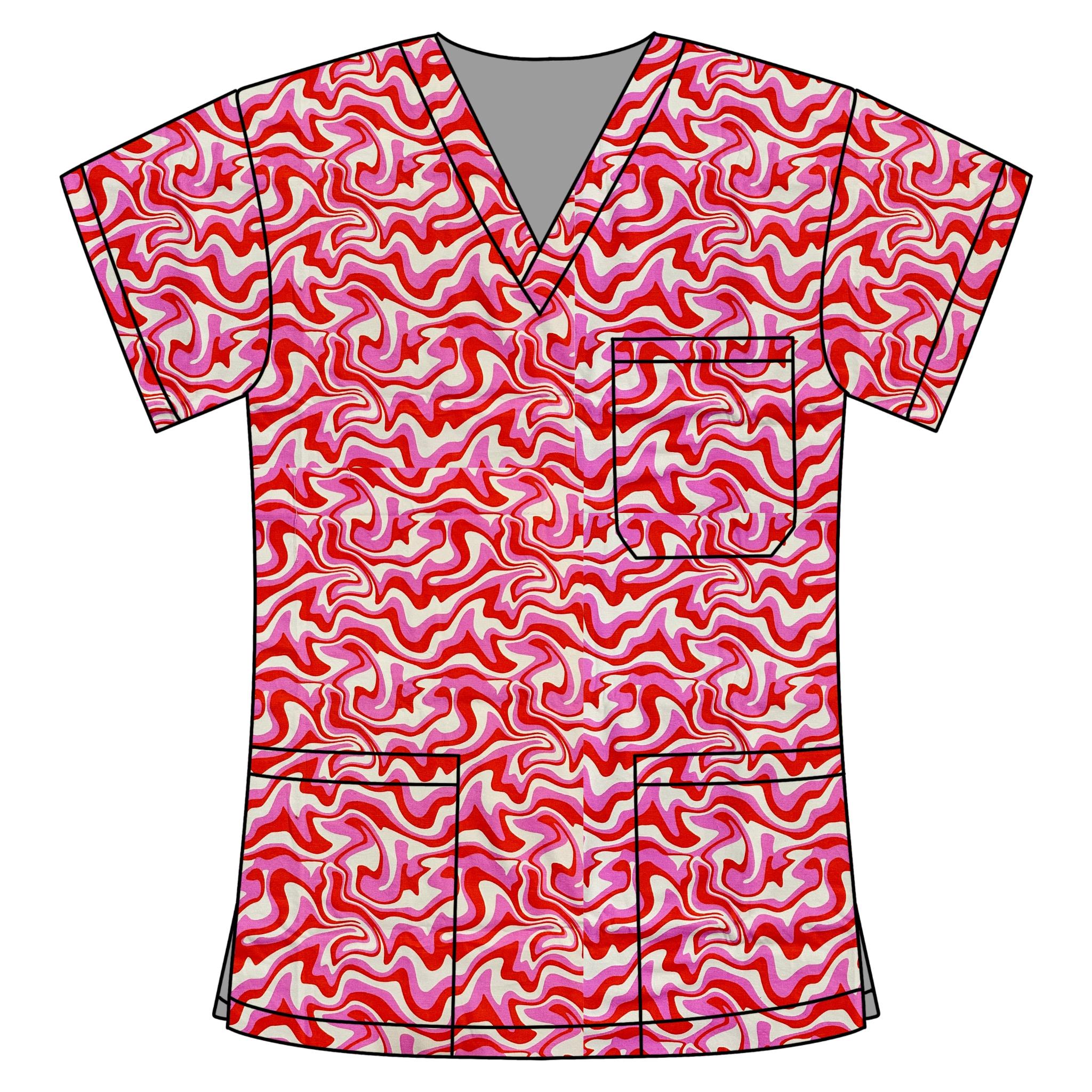 PSYCHEDELIC WAVES SCRUB TOP