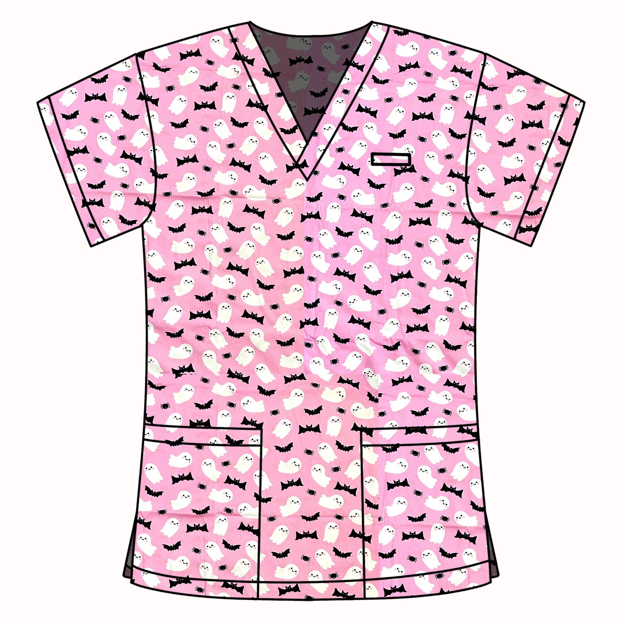 PINK GHOST SCRUB TOP