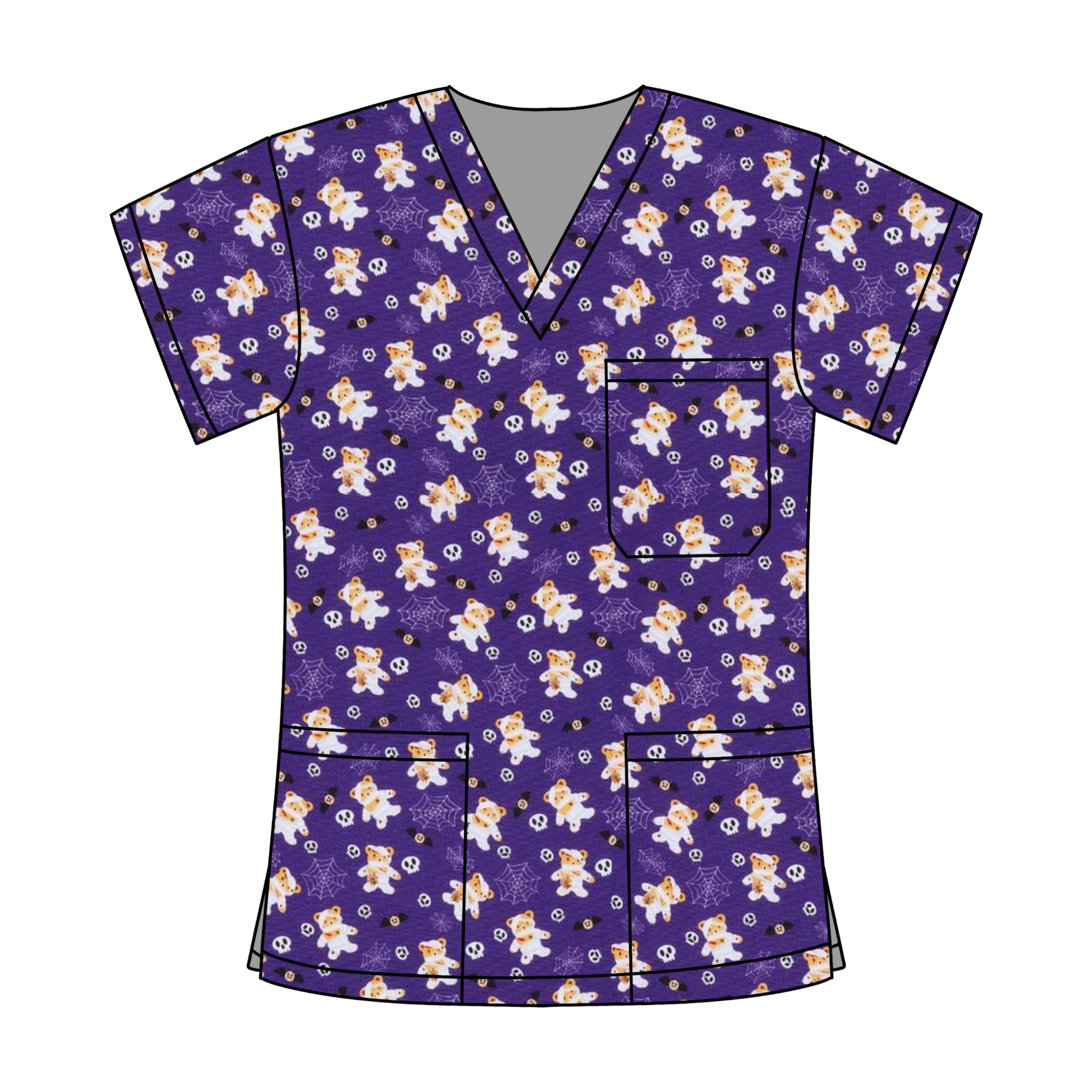 TEDDY BEAR MUMMY SCRUB TOP