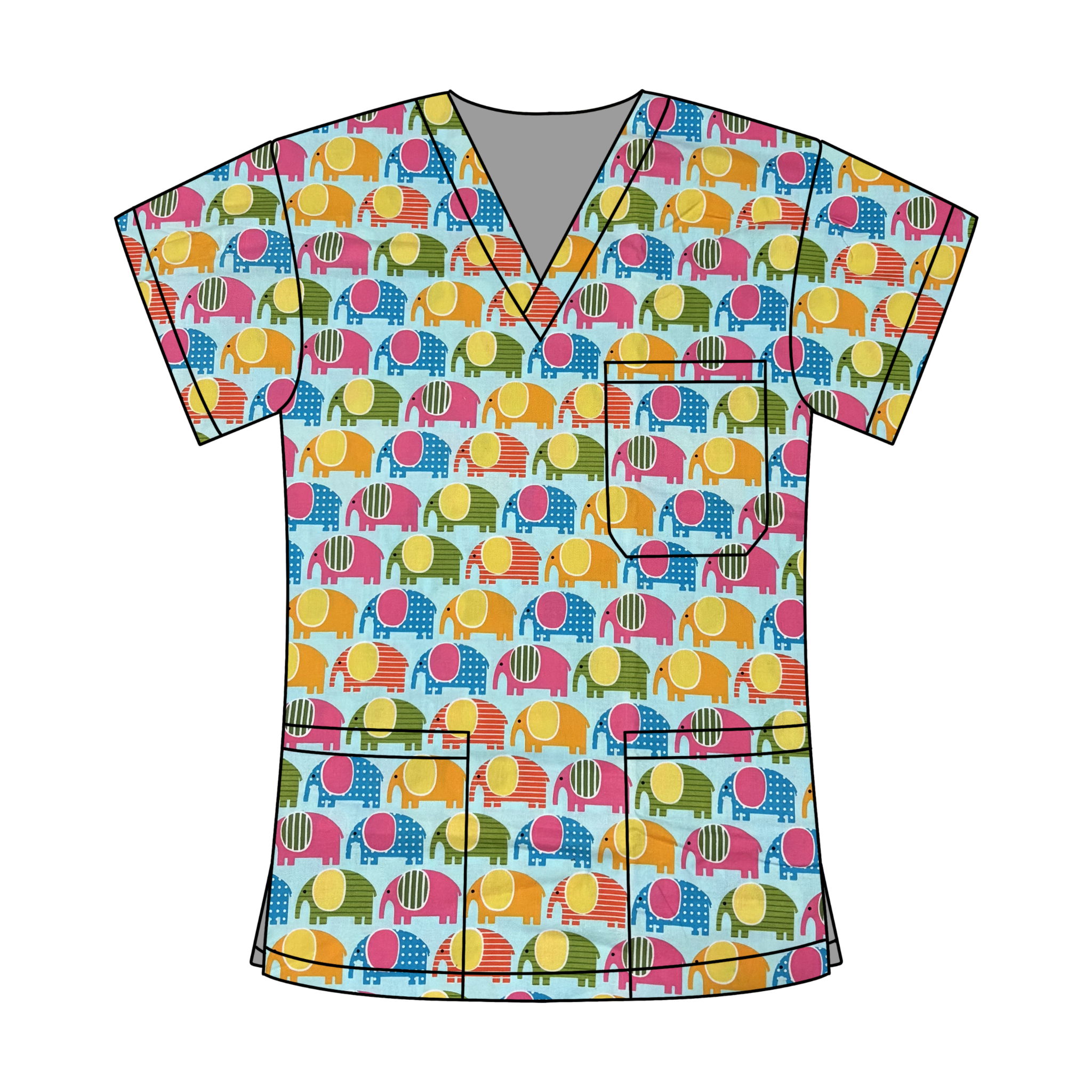 BLUE ELEPHANT SCRUB TOP