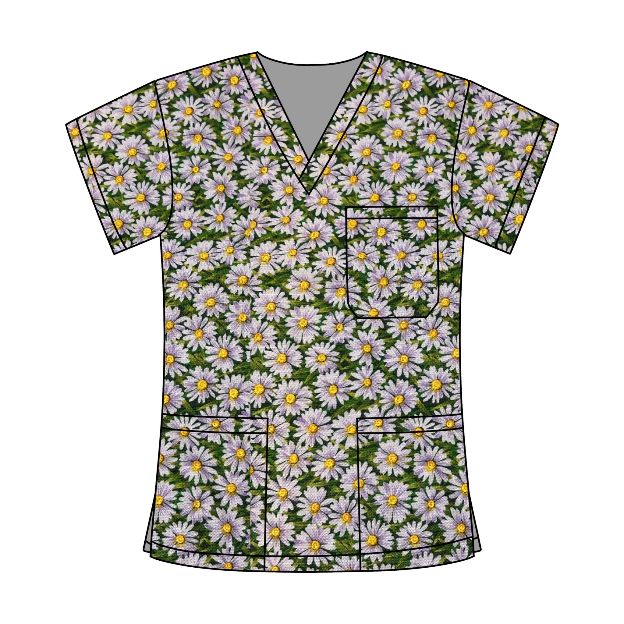 PURPLE SUNFLOWER SCRUB TOP