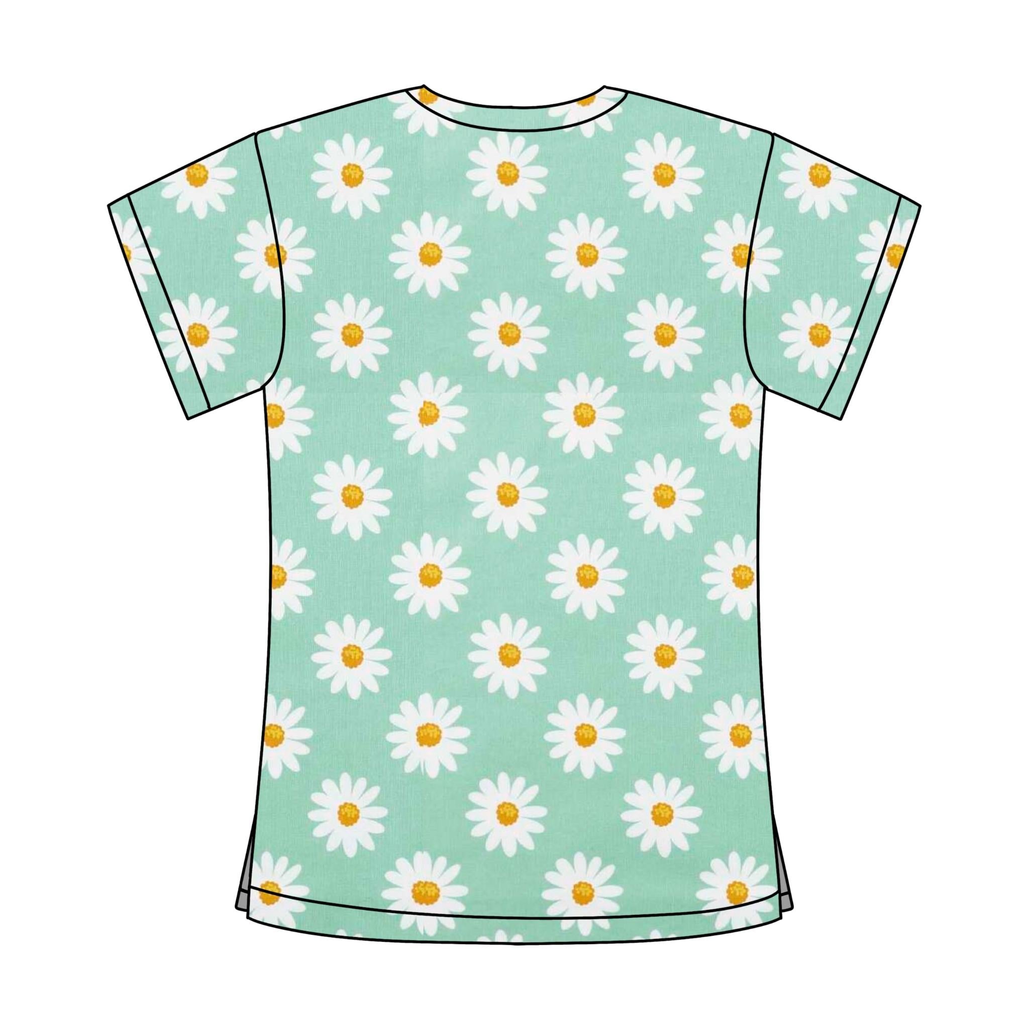 GREEN DAISY SCRUB TOP