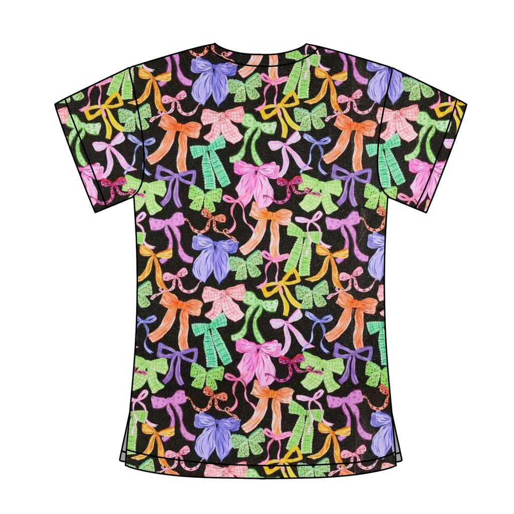 SPOOKY BOWS SCRUB TOP