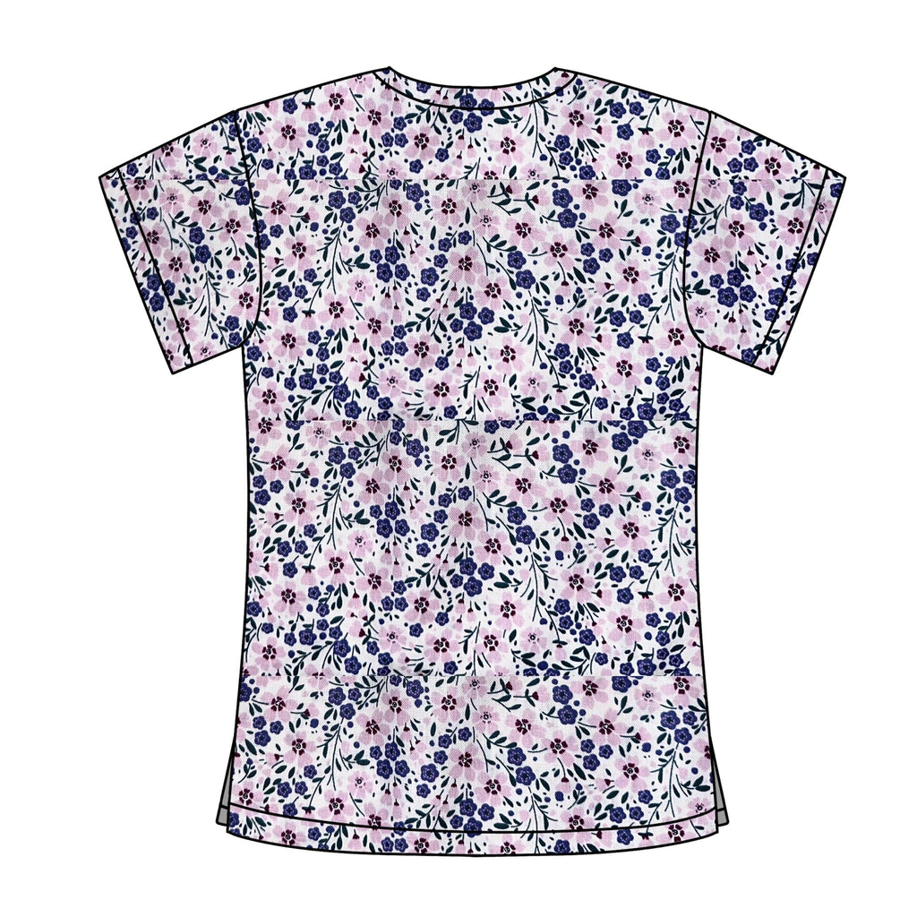 PURPLE FLORALS SCRUB TOP