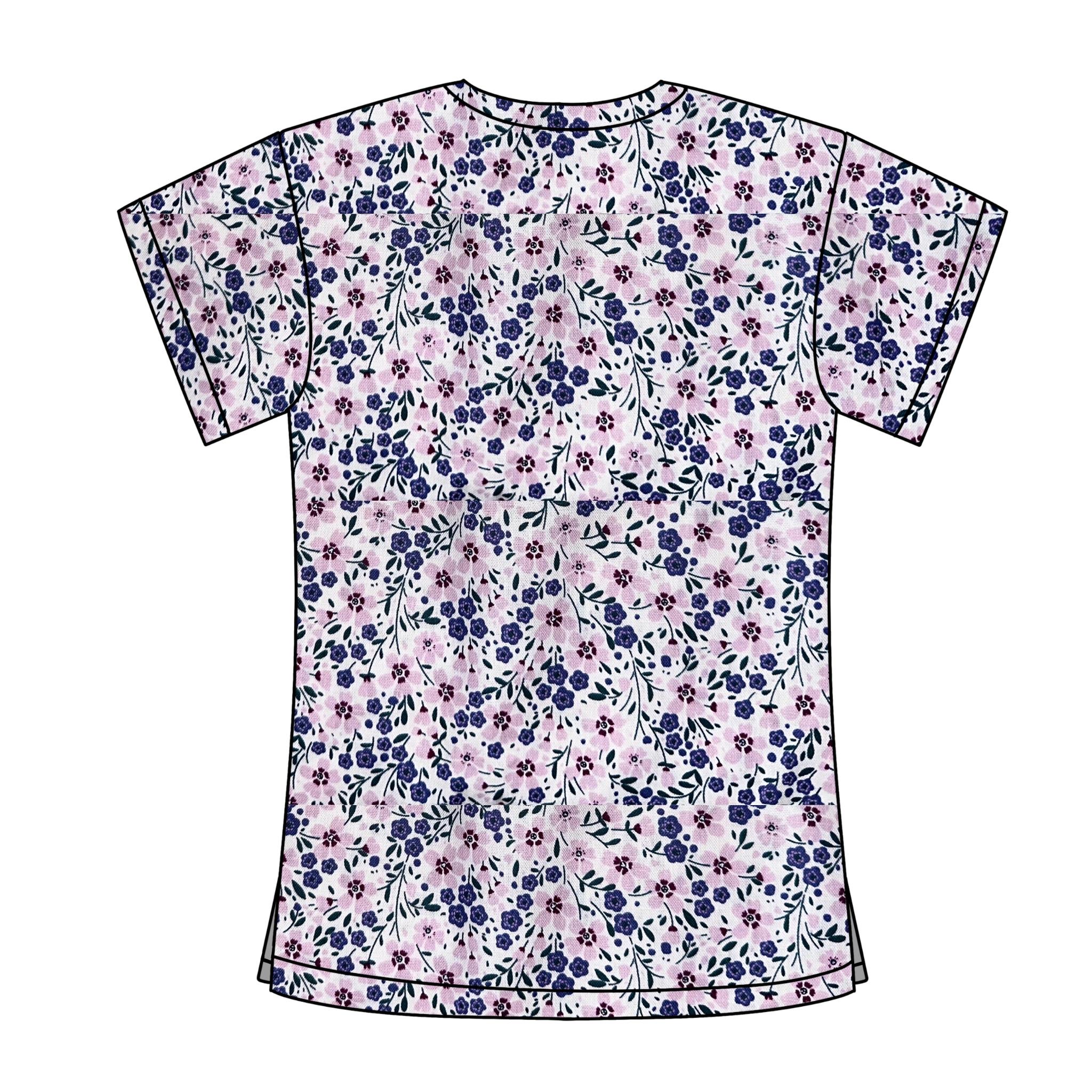 PURPLE FLORALS SCRUB TOP