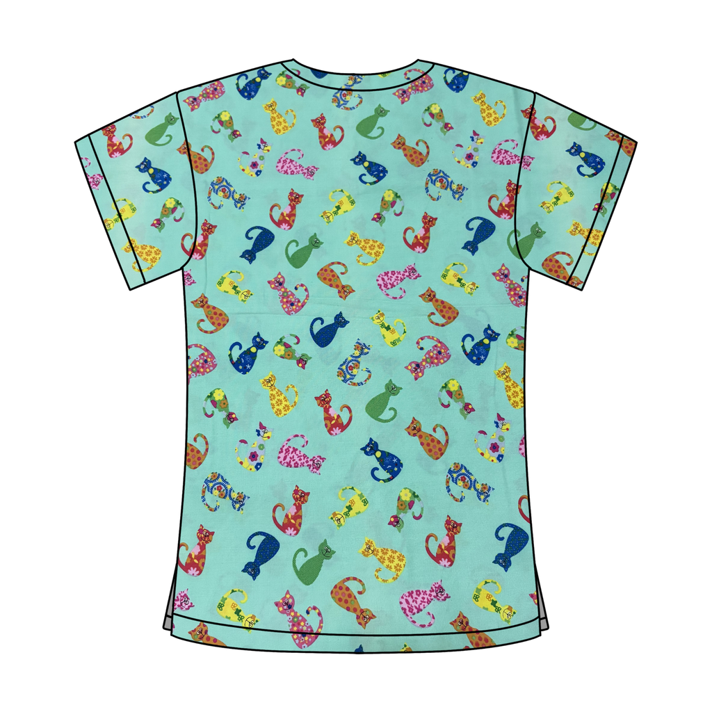 RAINBOW CAT SCRUB TOP