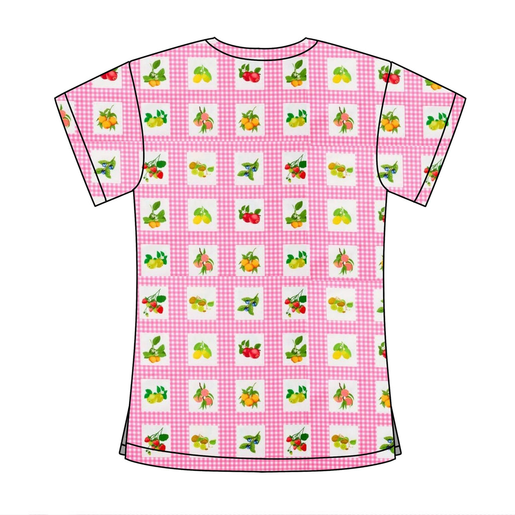 GINGHAM FRUIT SCRUB TOP