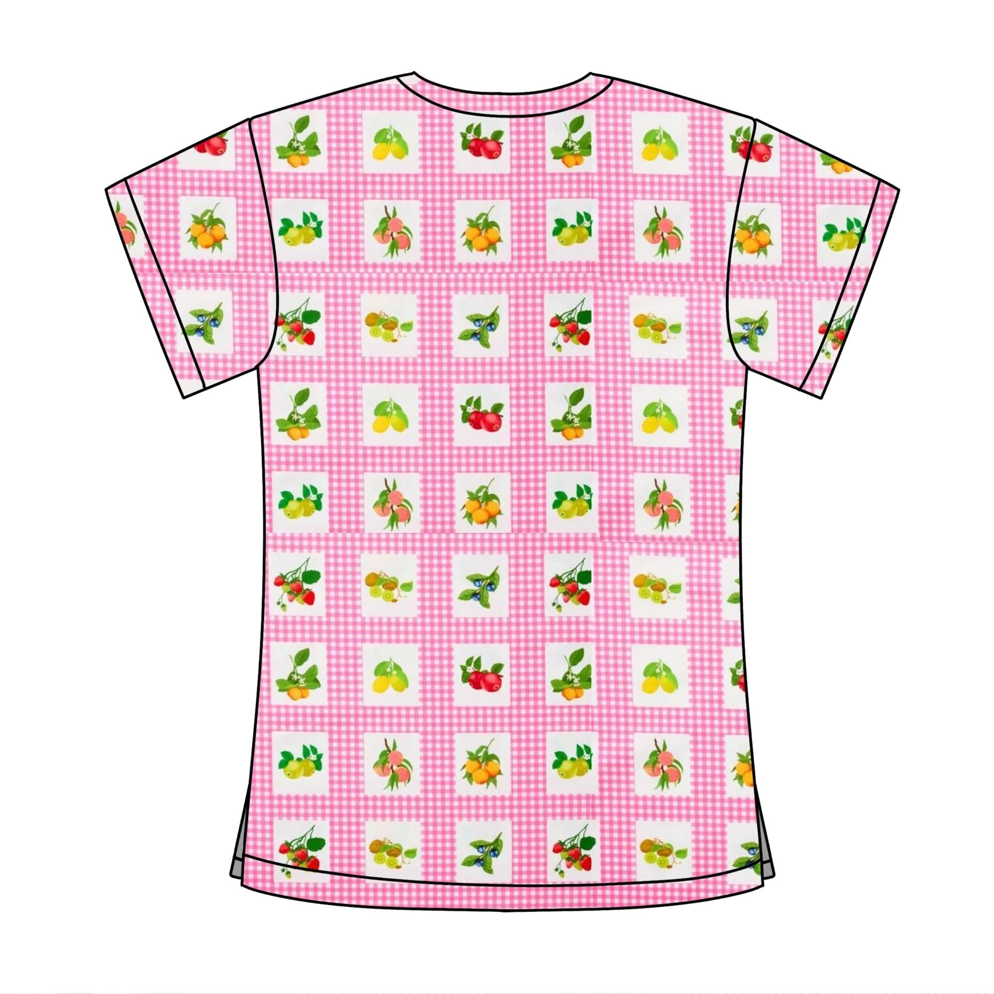 GINGHAM FRUIT SCRUB TOP