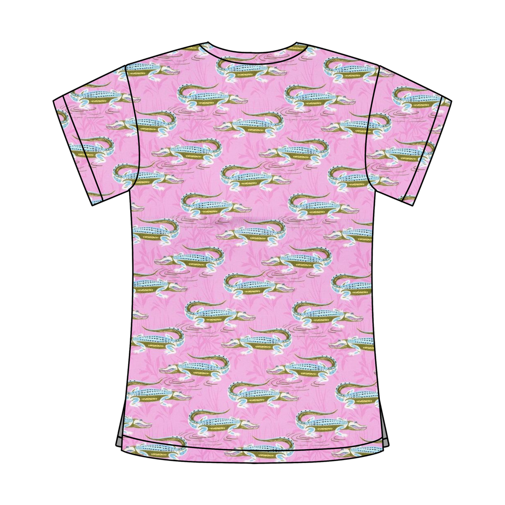 PINK CROC SCRUB TOP