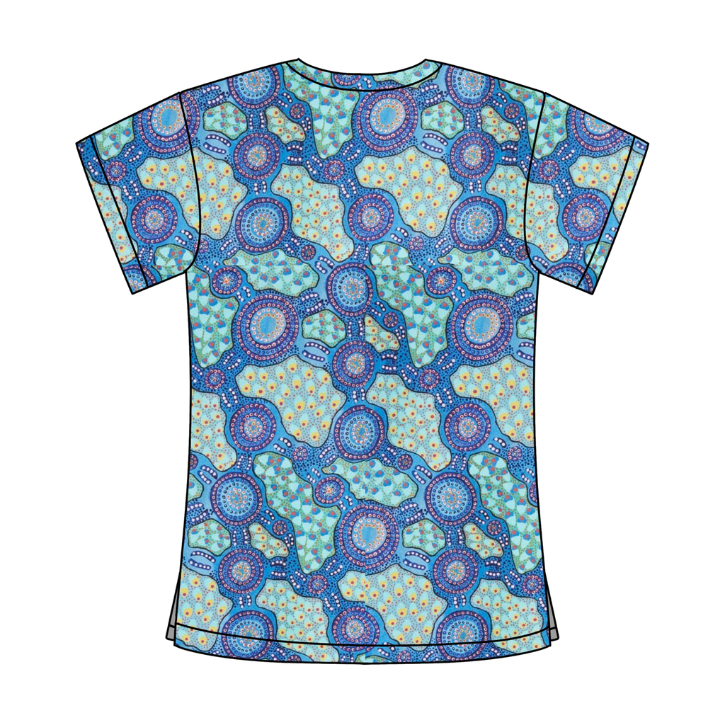 Water Dreaming Blue #2 - PUYURRU SCRUB TOP
