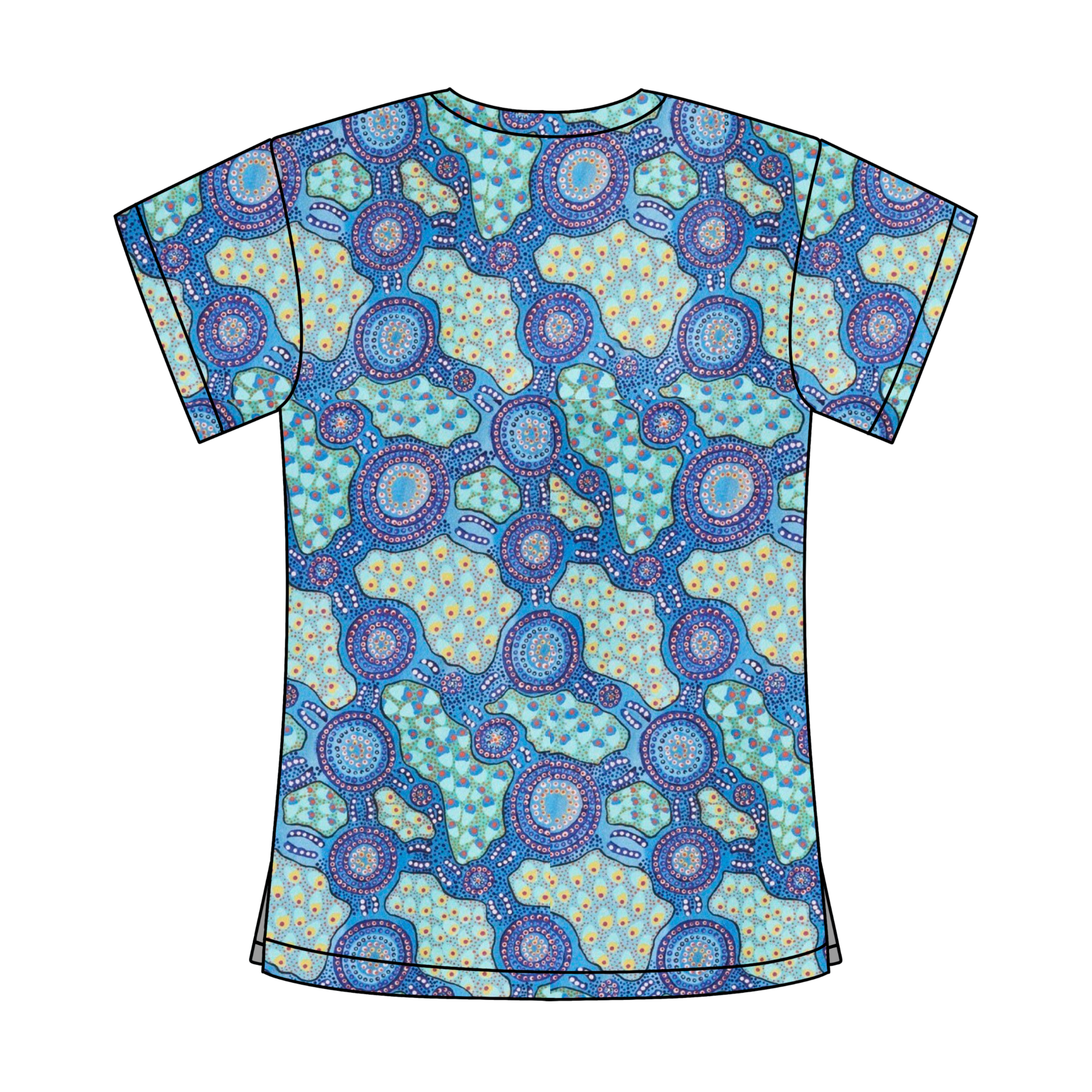 Water Dreaming Blue #2 - PUYURRU SCRUB TOP