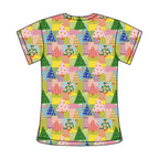 XMAS TREE PATCHWORK SCRUB TOP