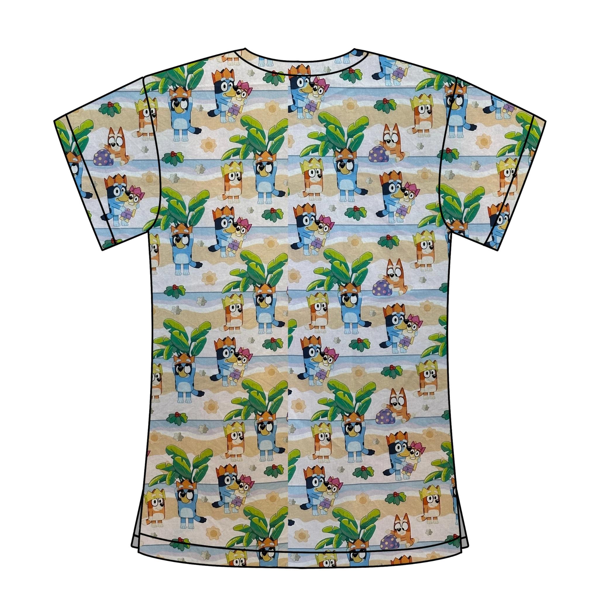 BEACHY BLUEY SCRUB TOP