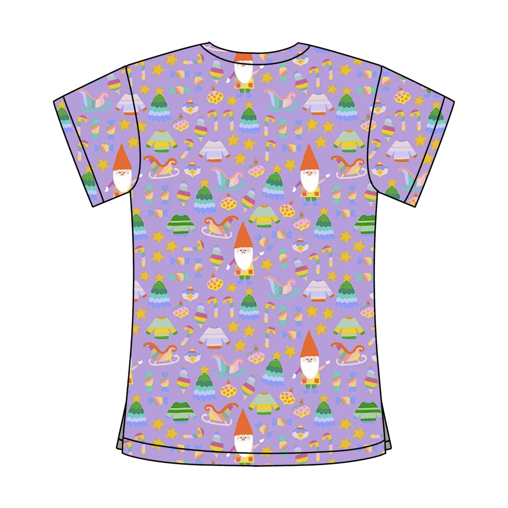 PURPLE XMAS GNOME SCRUB TOP