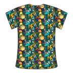 NAVY AUSTRALIANA FLORAL SCRUB TOP