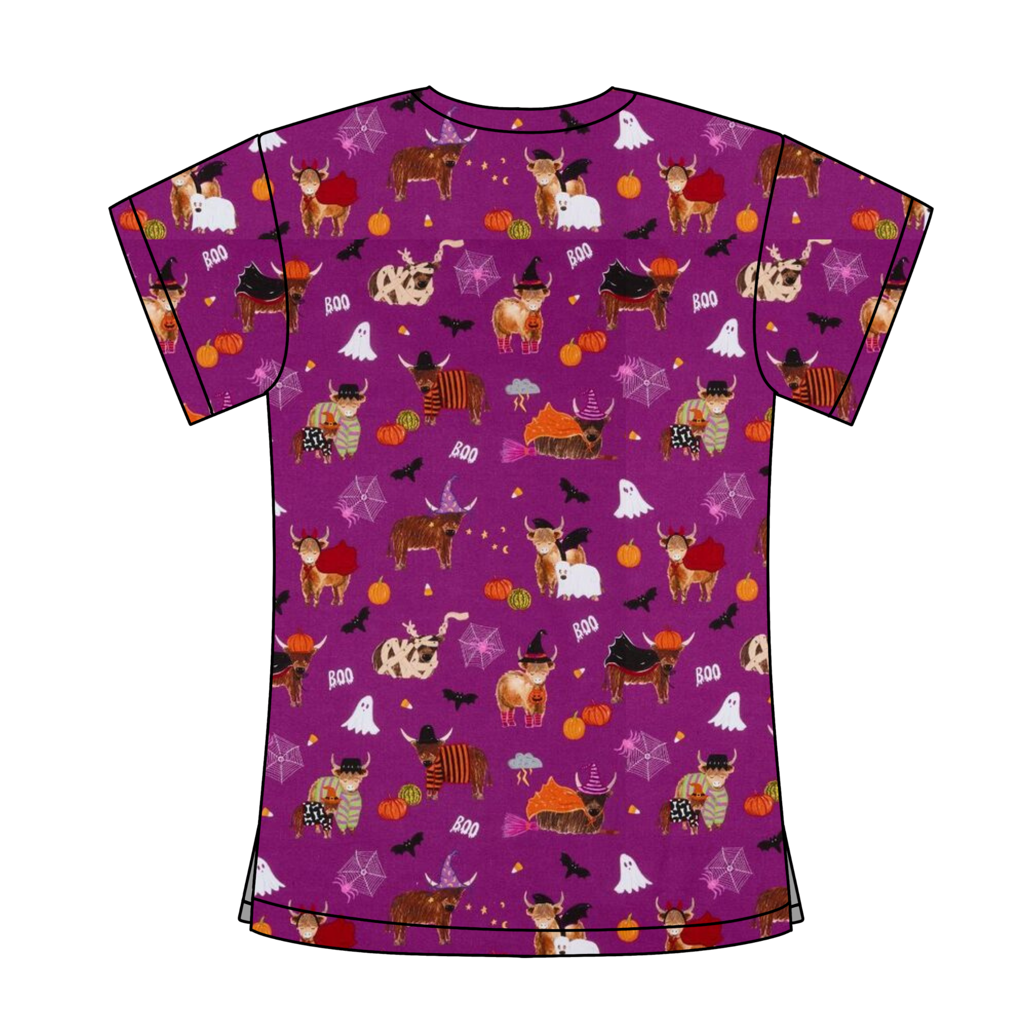 SPOOKY COWS SCRUB TOP