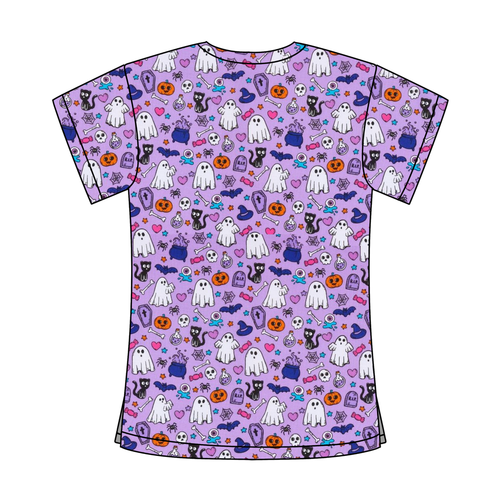 SPOOKY VIBES SCRUB TOP