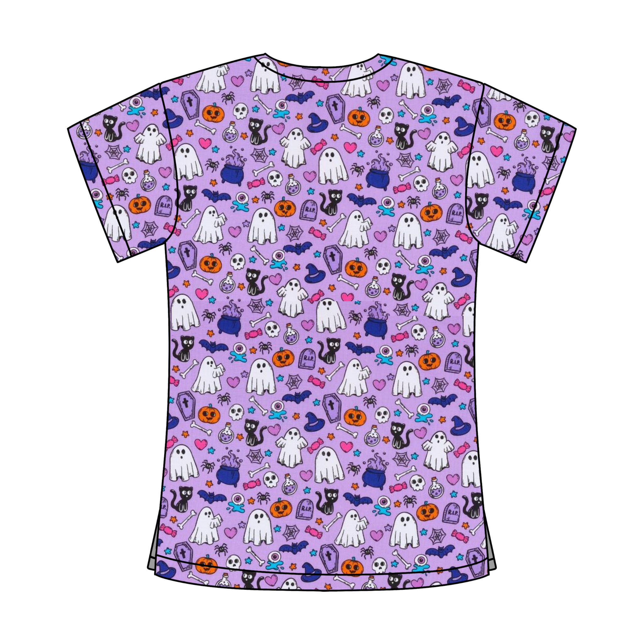 SPOOKY VIBES SCRUB TOP