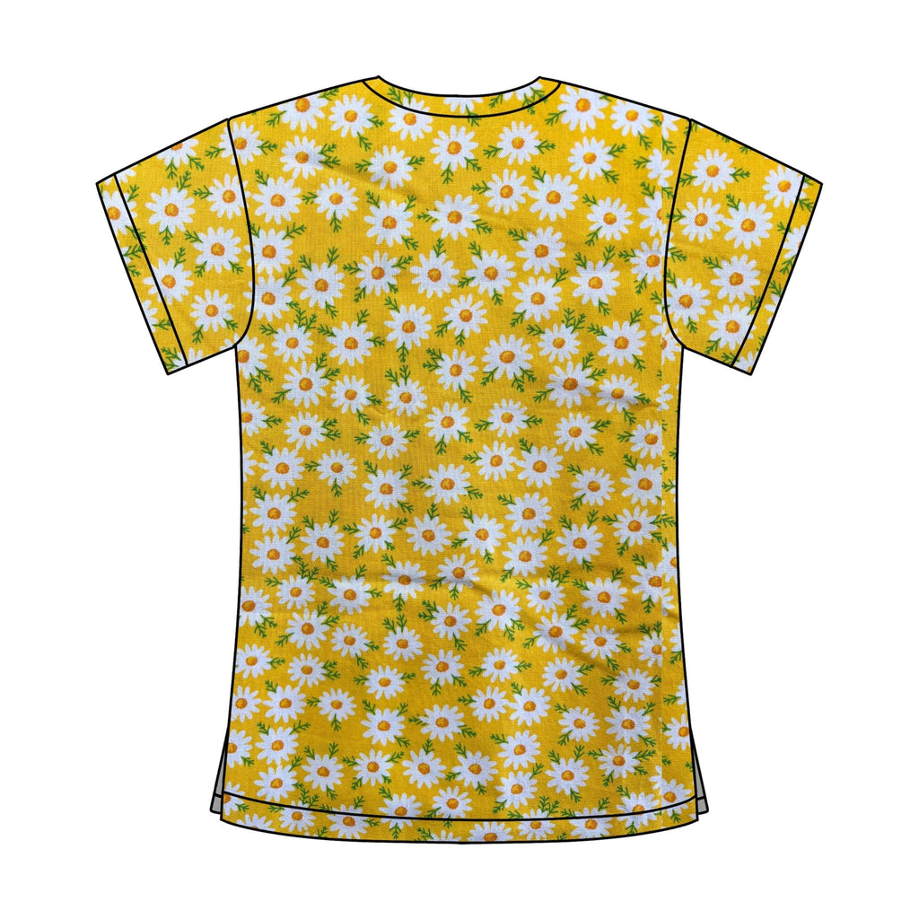 YELLOW FLORALS SCRUB TOP