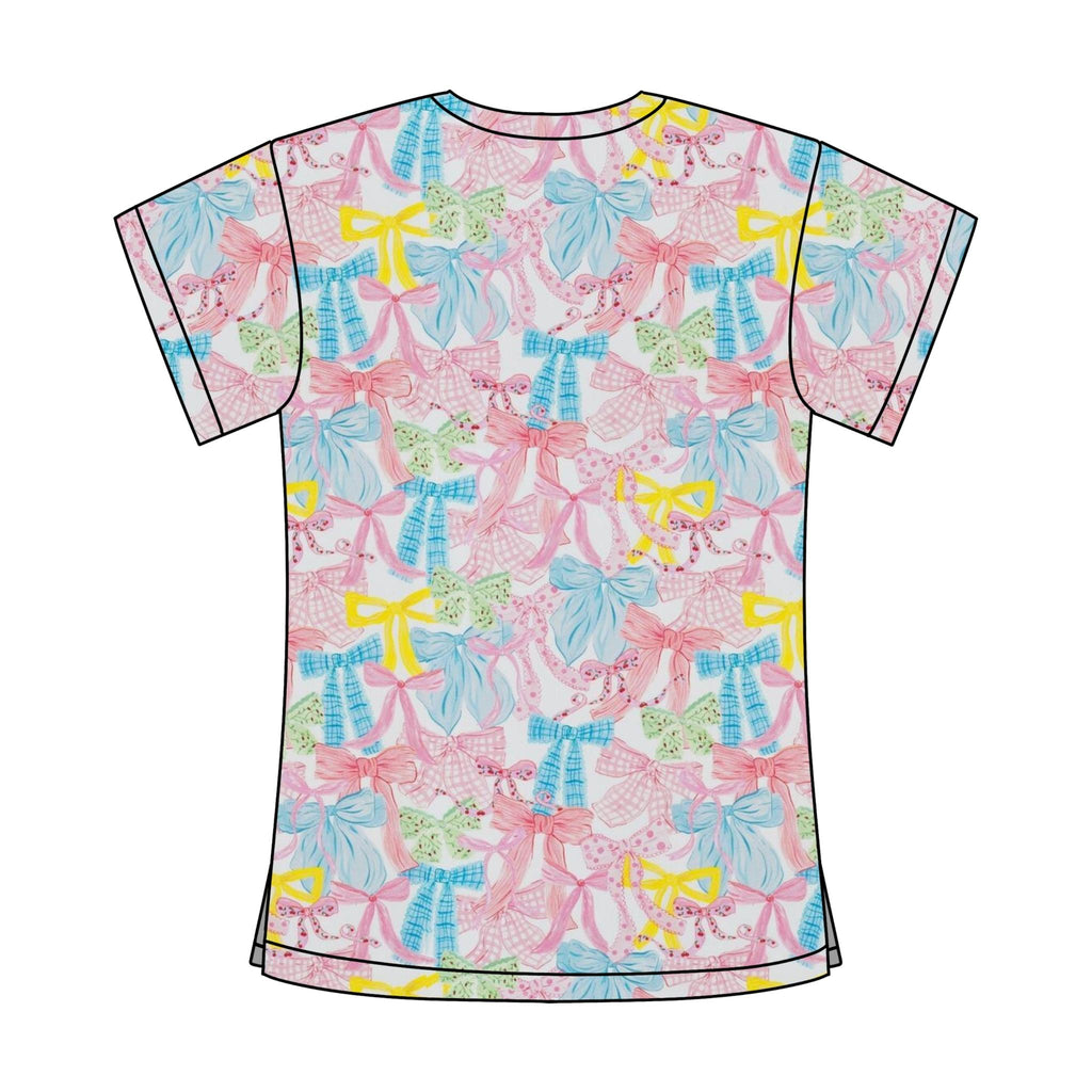 PASTEL BOW SCRUB TOP