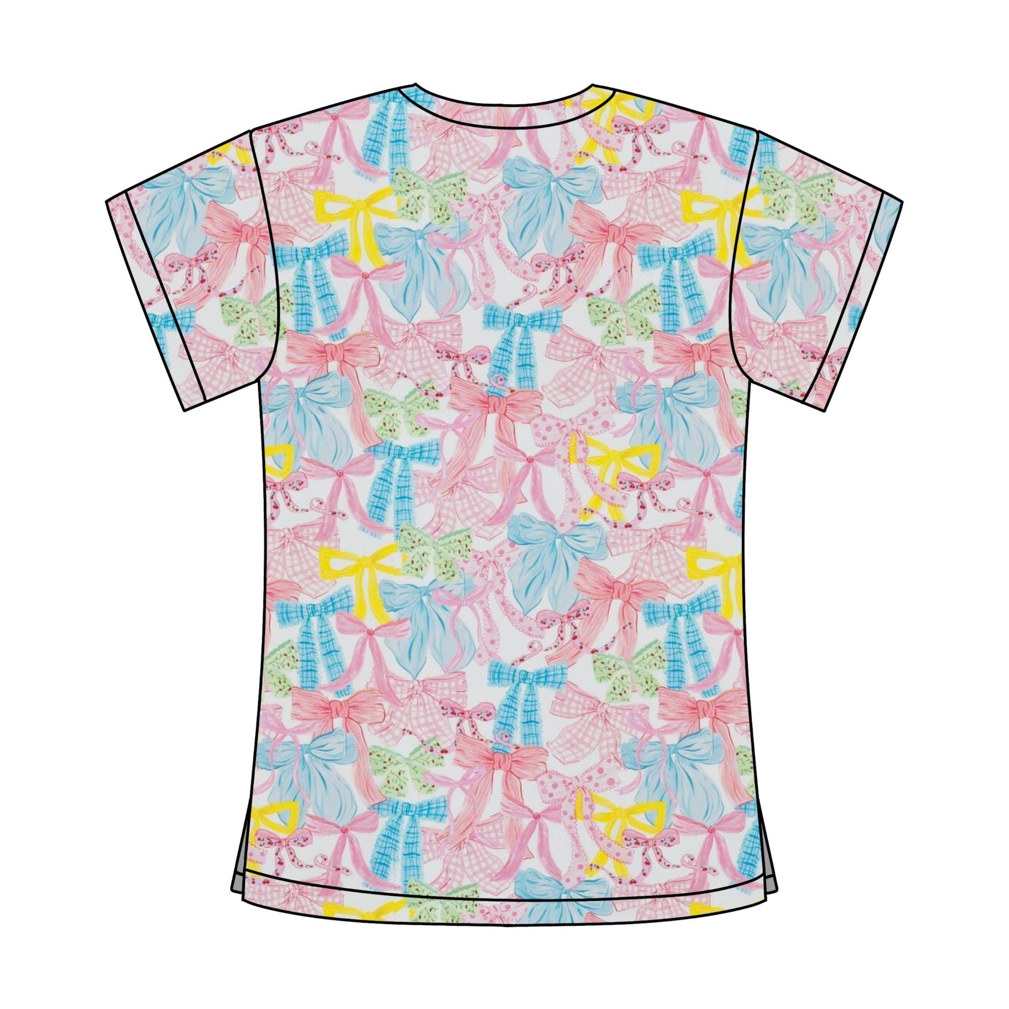 PASTEL BOW SCRUB TOP