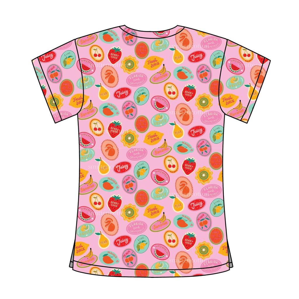 FRUIT STICKER SCRUB TOP