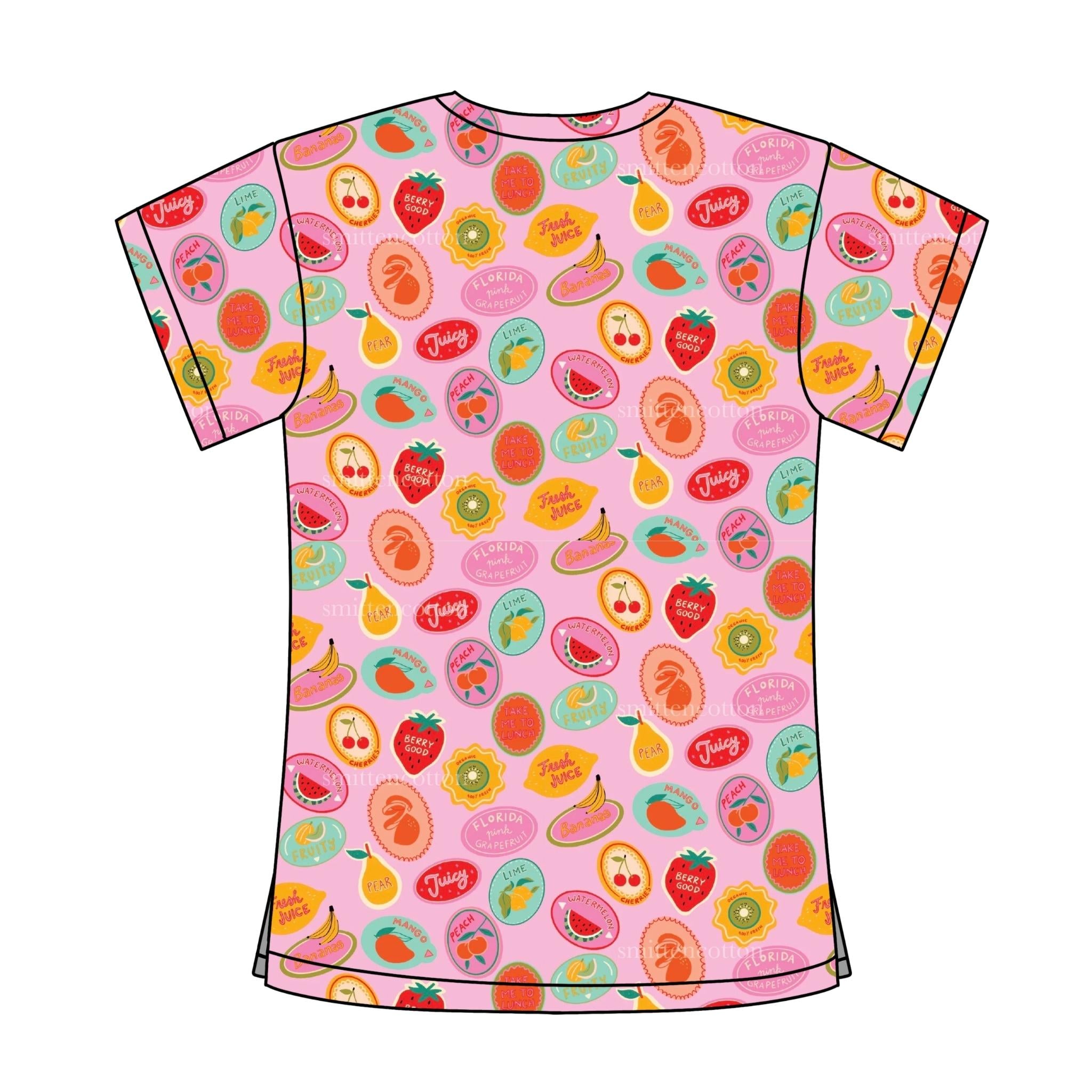FRUIT STICKER SCRUB TOP