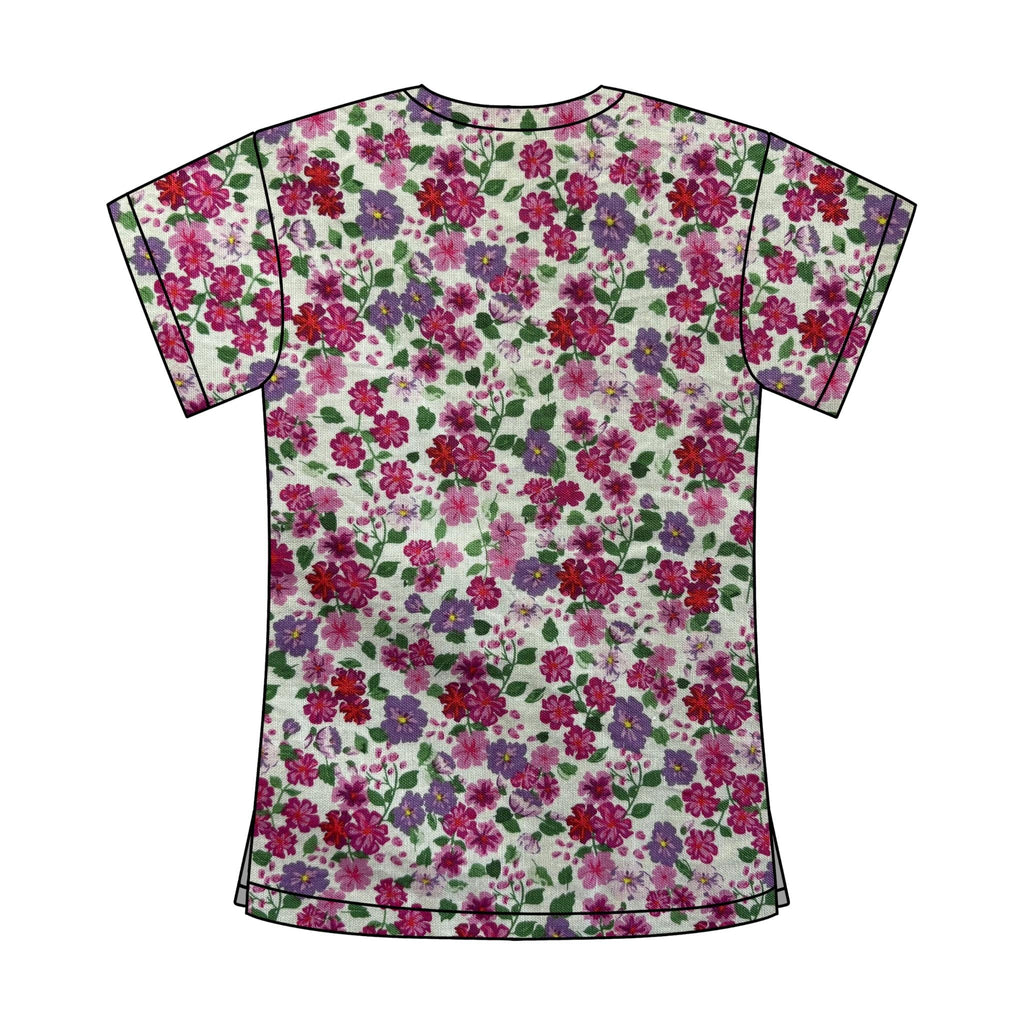 PINK FLORALS SCRUB TOP