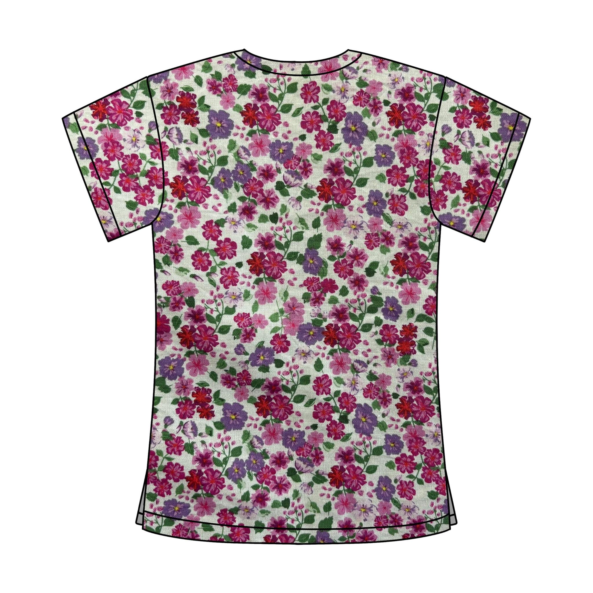 PINK FLORALS SCRUB TOP