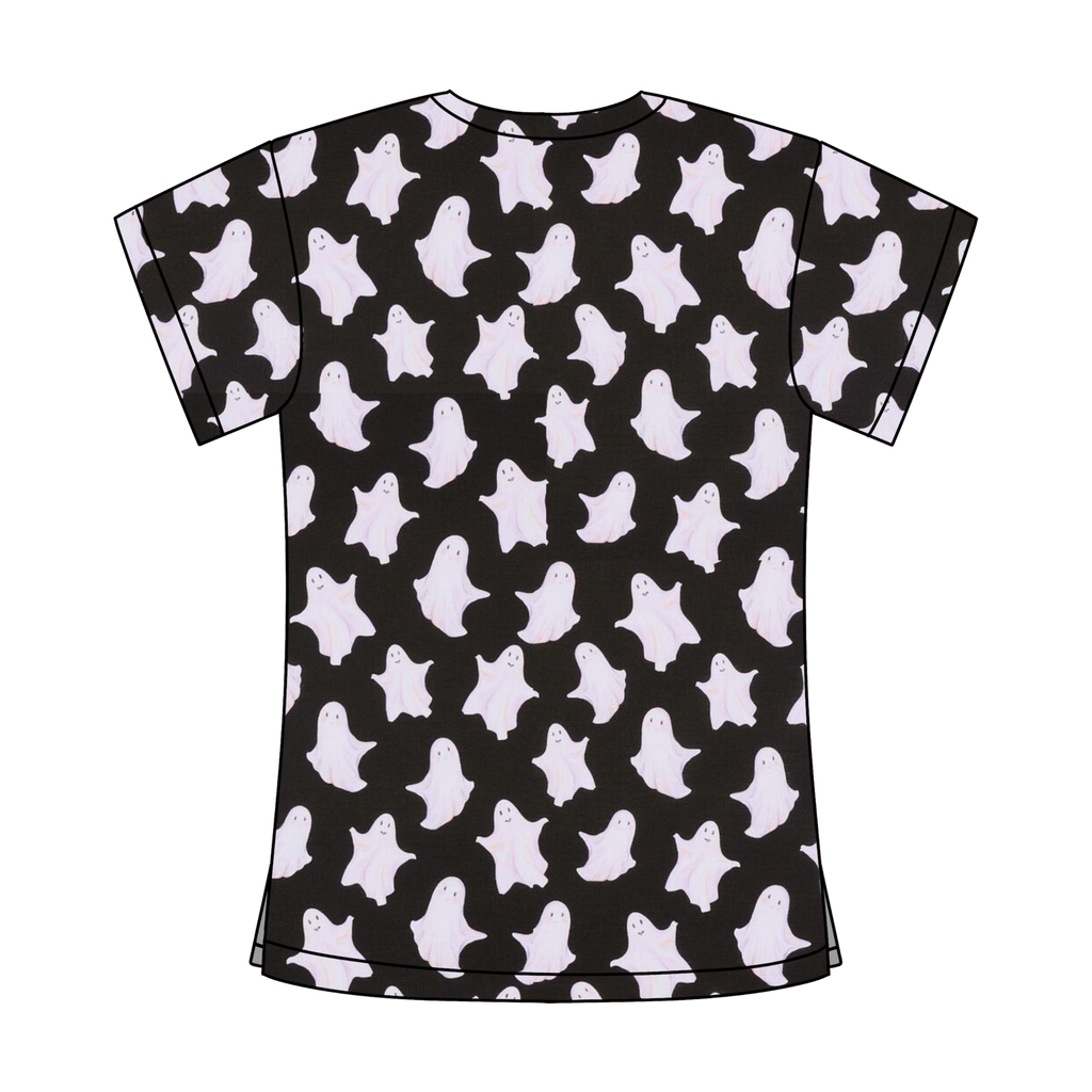 HAPPY GHOSTS SCRUB TOP