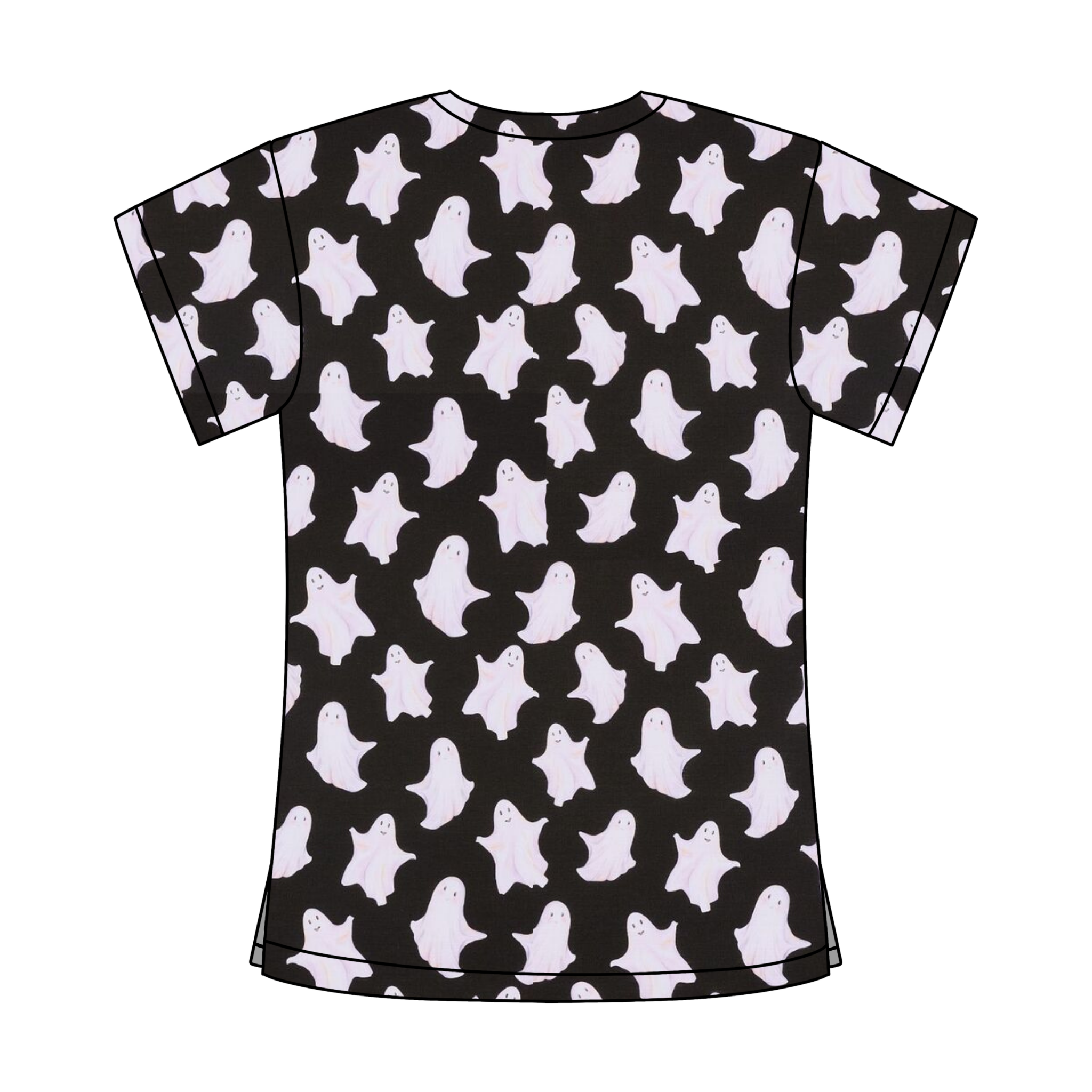 HAPPY GHOSTS SCRUB TOP