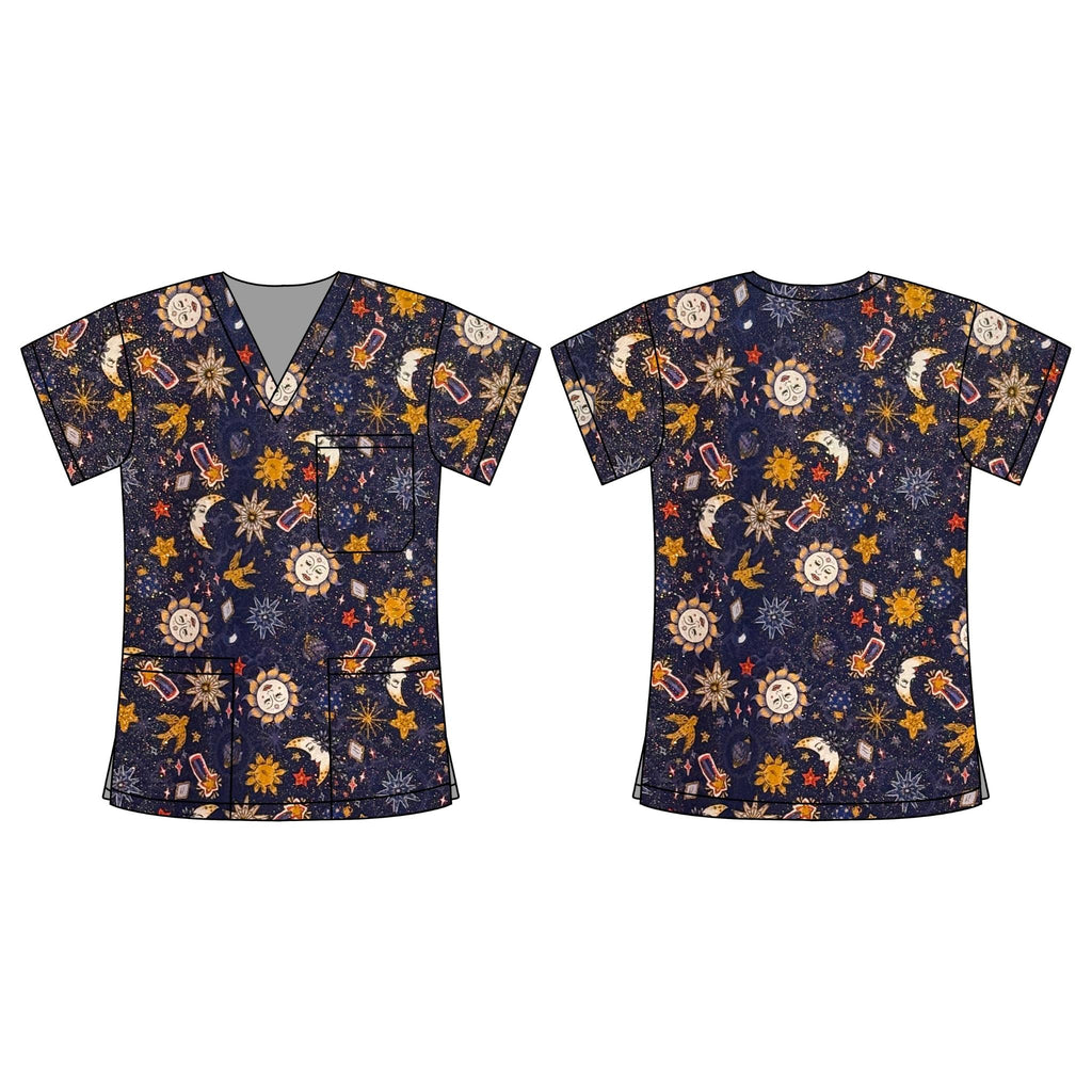 SPARKLY SUNS SCRUB TOP