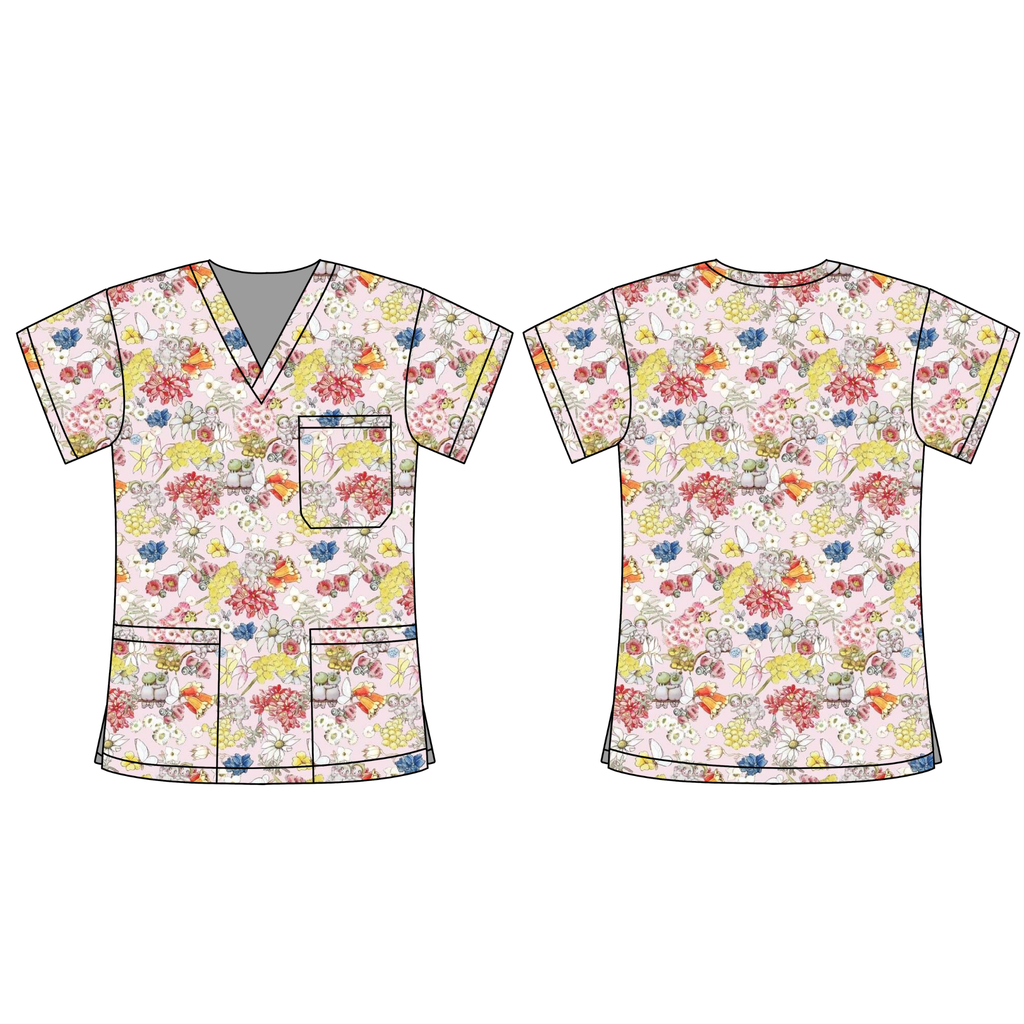 PINK SNUGGLEPOT & CUDDLEPIE SCRUB TOP