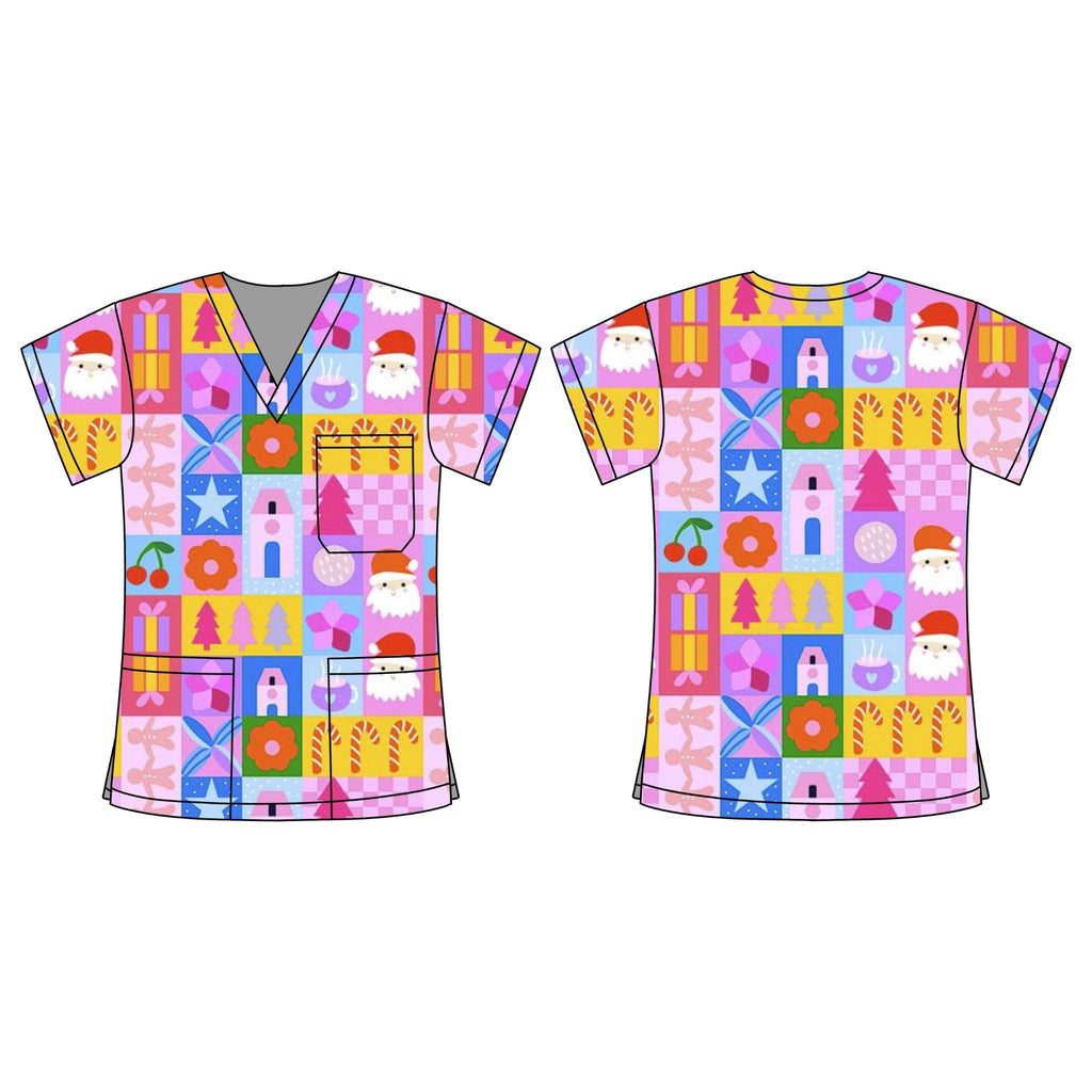 JOLLY SANTA SCRUB TOP